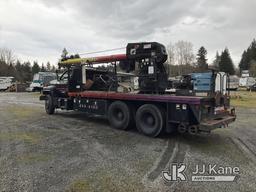 (Tacoma, WA) Telescopic Sign Crane rear mounted on 1996 GMC C7500 Flatbed/Utility Truck Runs, Moves)