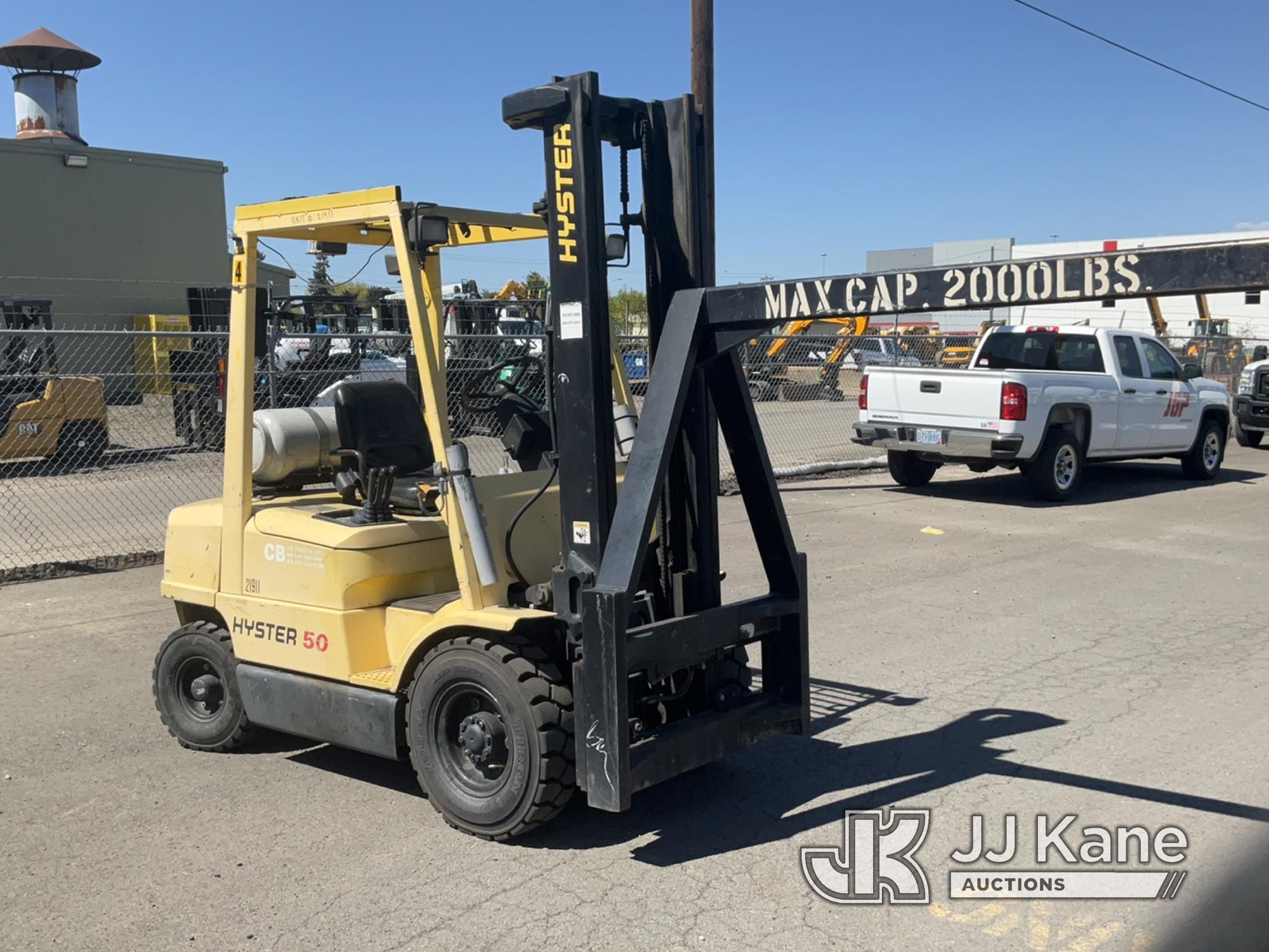 (Portland, OR) 2001 Hyster H50XM Pneumatic Tired Forklift Runs, Moves & Operates