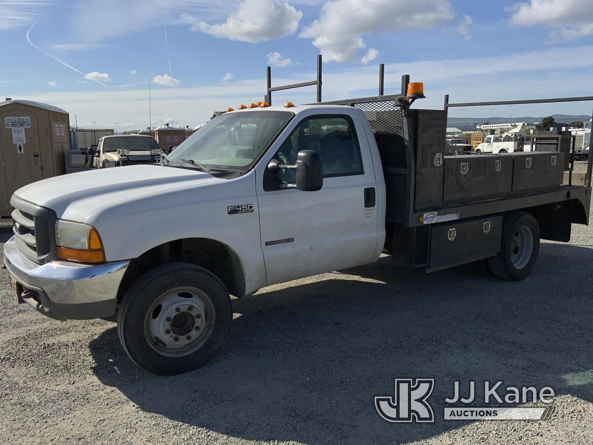 (Pasco, WA) 1999 Ford F450 Flatbed Truck Runs & Moves