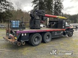 (Tacoma, WA) Telescopic Sign Crane rear mounted on 1996 GMC C7500 Flatbed/Utility Truck Runs, Moves)