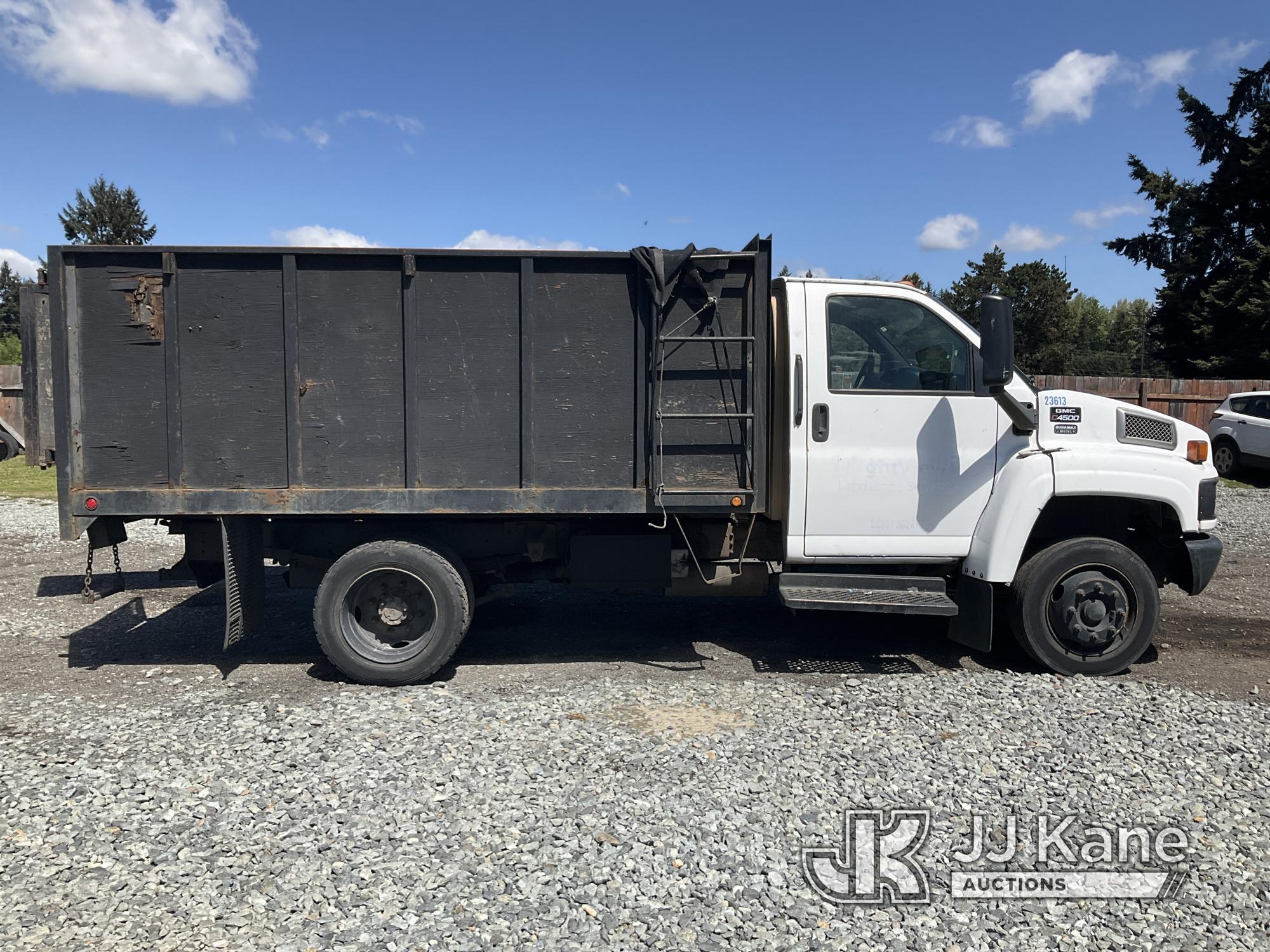 (Tacoma, WA) 2007 GMC C4500 Dump Debris Truck Runs & Moves) (Dump Controls Damaged, Condition Unknow