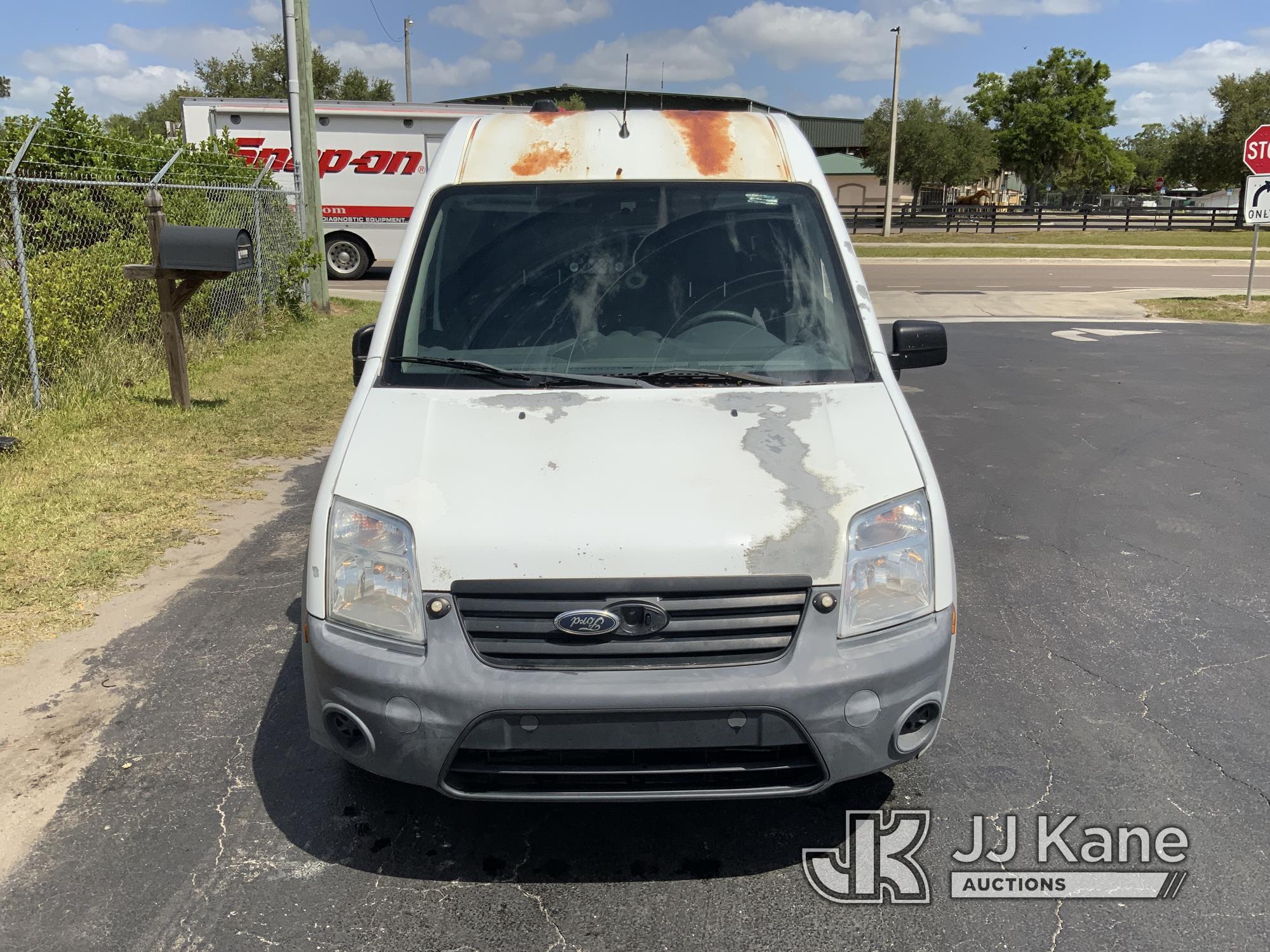 (Ocala, FL) 2013 Ford Transit Connect Mini Cargo Van Duke Unit) (Runs & Moves) (Jump To Start, Rust/