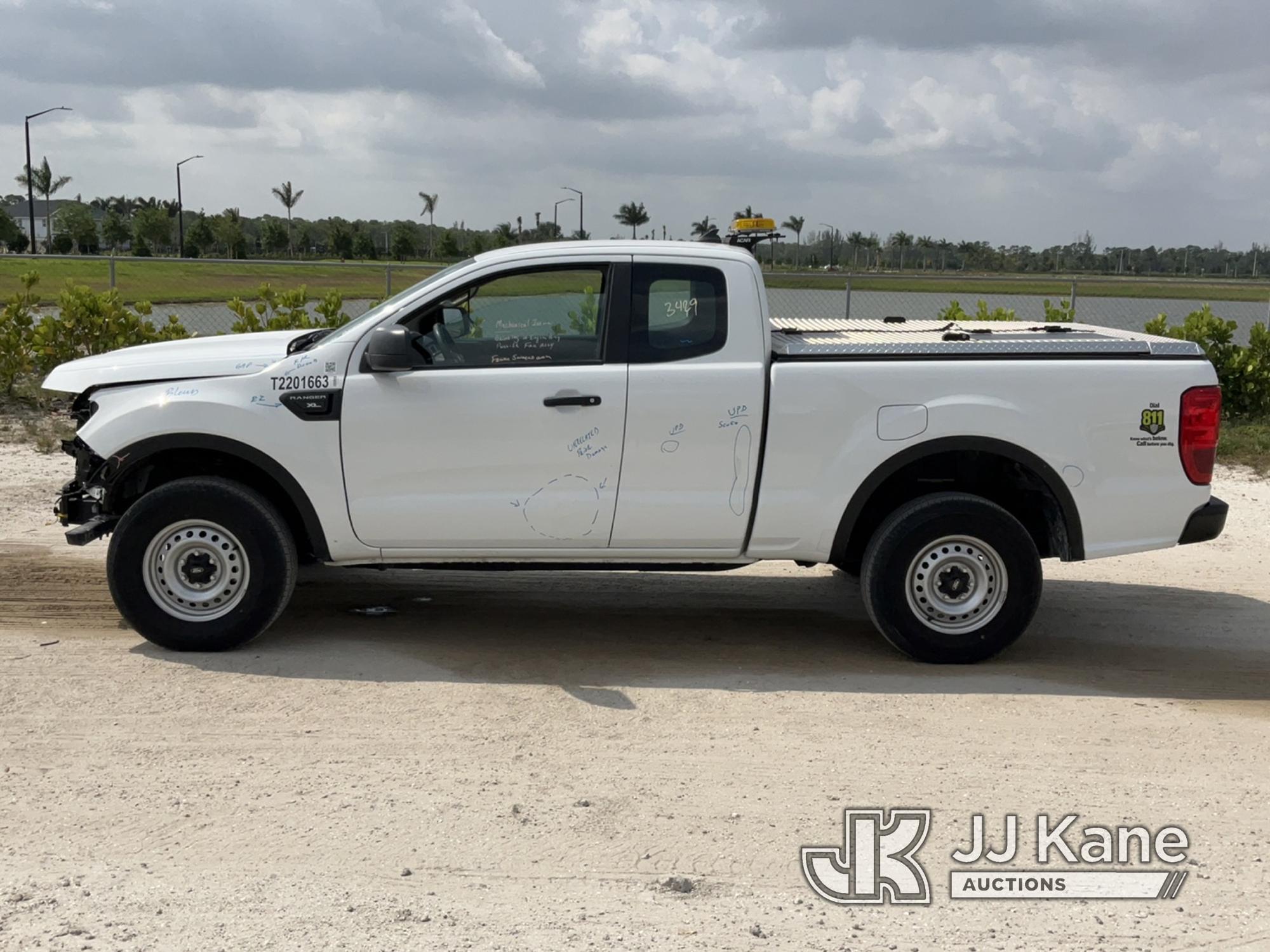 (Westlake, FL) 2022 Ford Ranger Extended-Cab Pickup Truck Runs & Moves, Vehicle Front End Wrecked, T