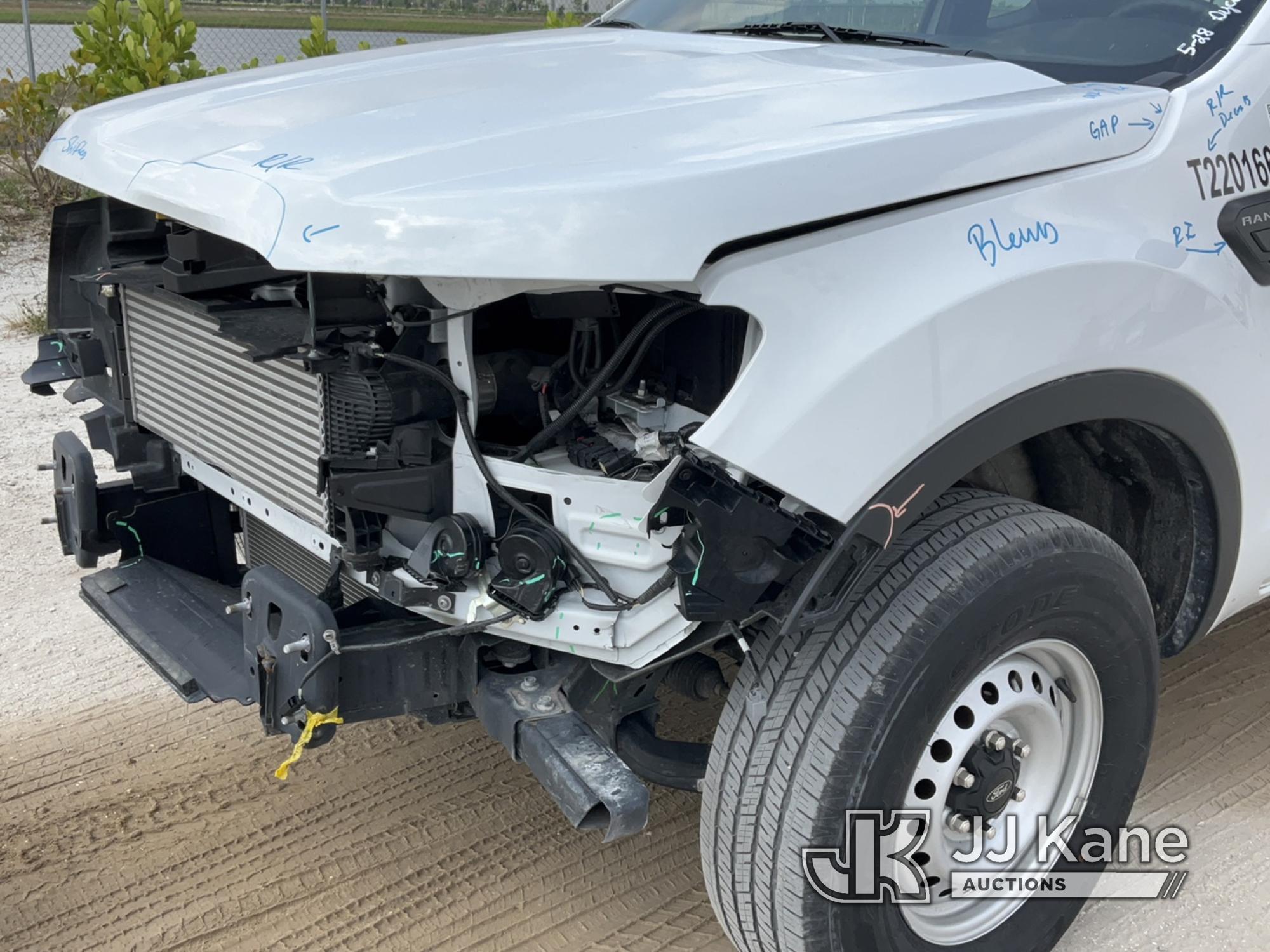 (Westlake, FL) 2022 Ford Ranger Extended-Cab Pickup Truck Runs & Moves, Vehicle Front End Wrecked, T