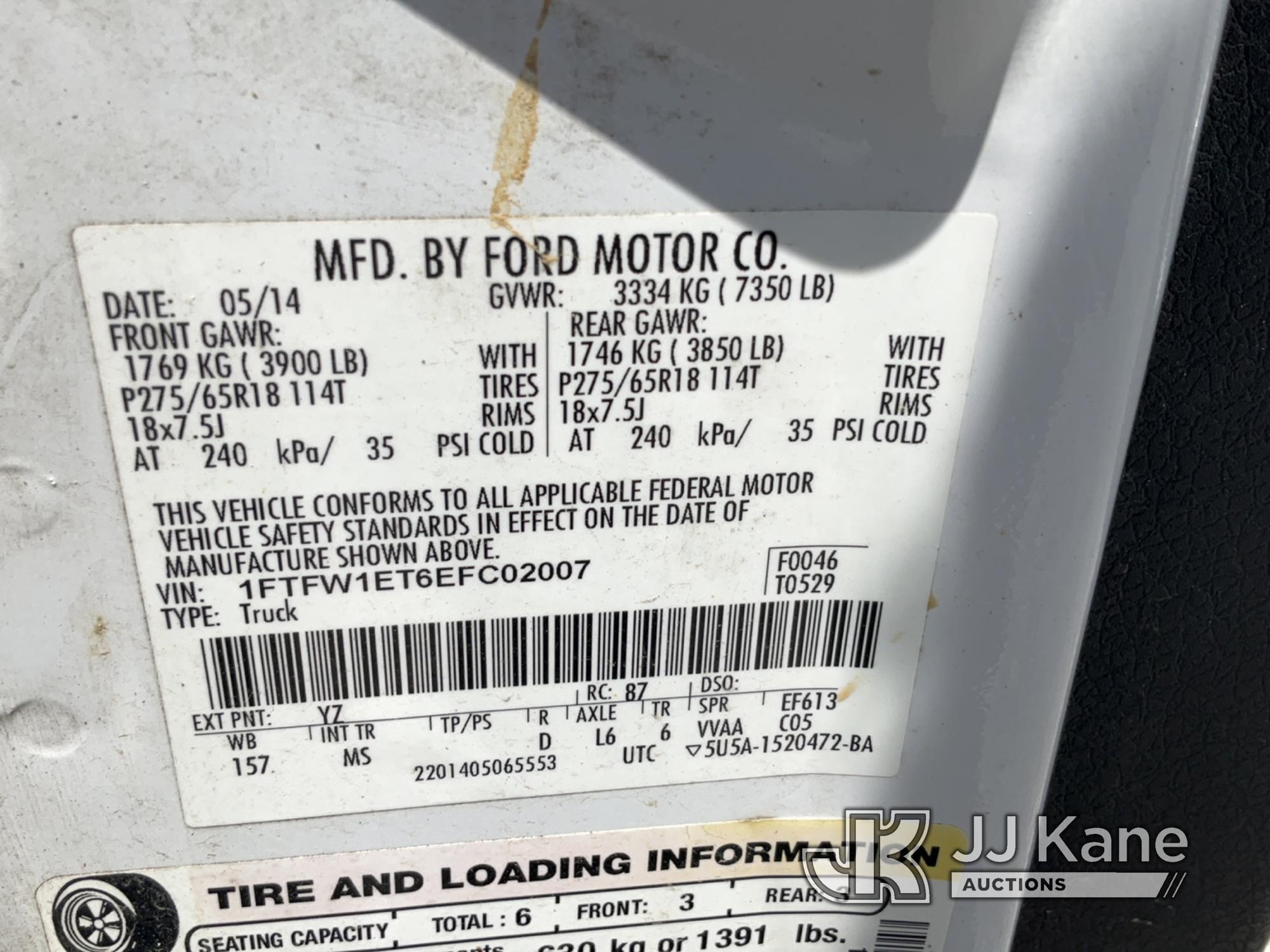 (Verona, KY) 2014 Ford F150 4x4 Crew-Cab Pickup Truck Runs Rough, Moves) (Check Engine Light On, Rus