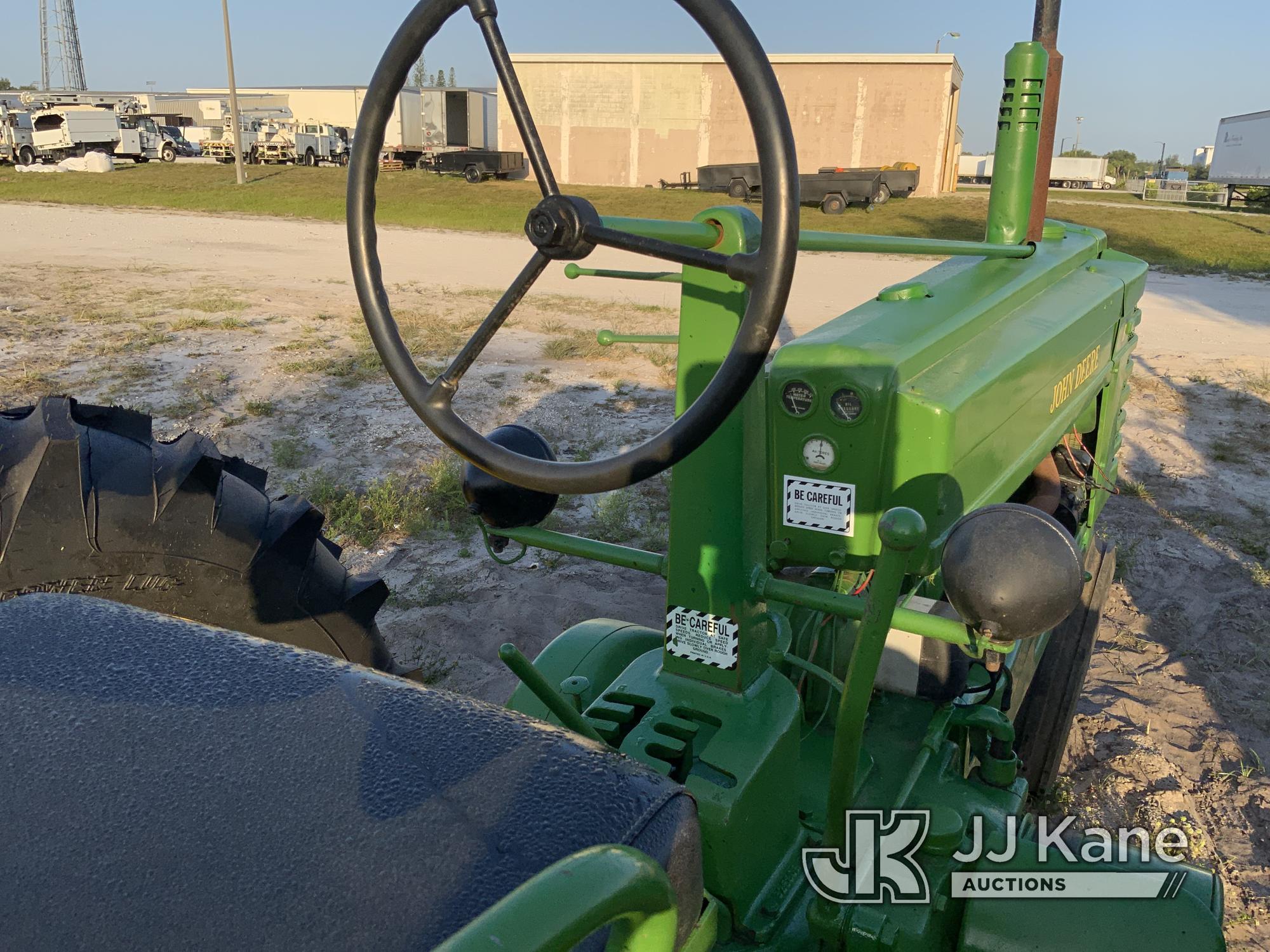 (Westlake, FL) 1948 John Deere Model B Utility Tractor Not Running, Condition Unknown.  (Seller Stat