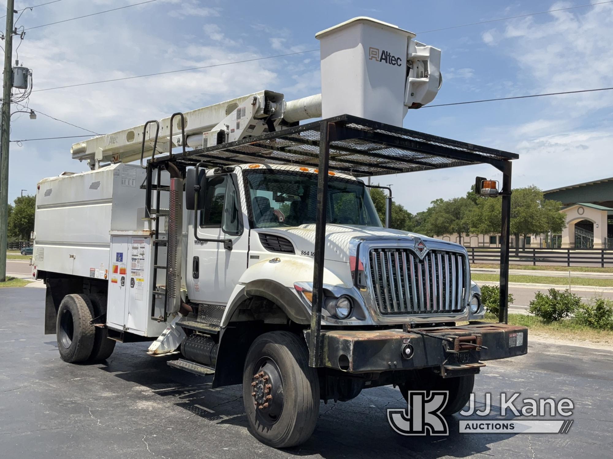 (Ocala, FL) Altec LRV58, Over-Center Bucket Truck mounted behind cab on 2011 International 7400 4x4