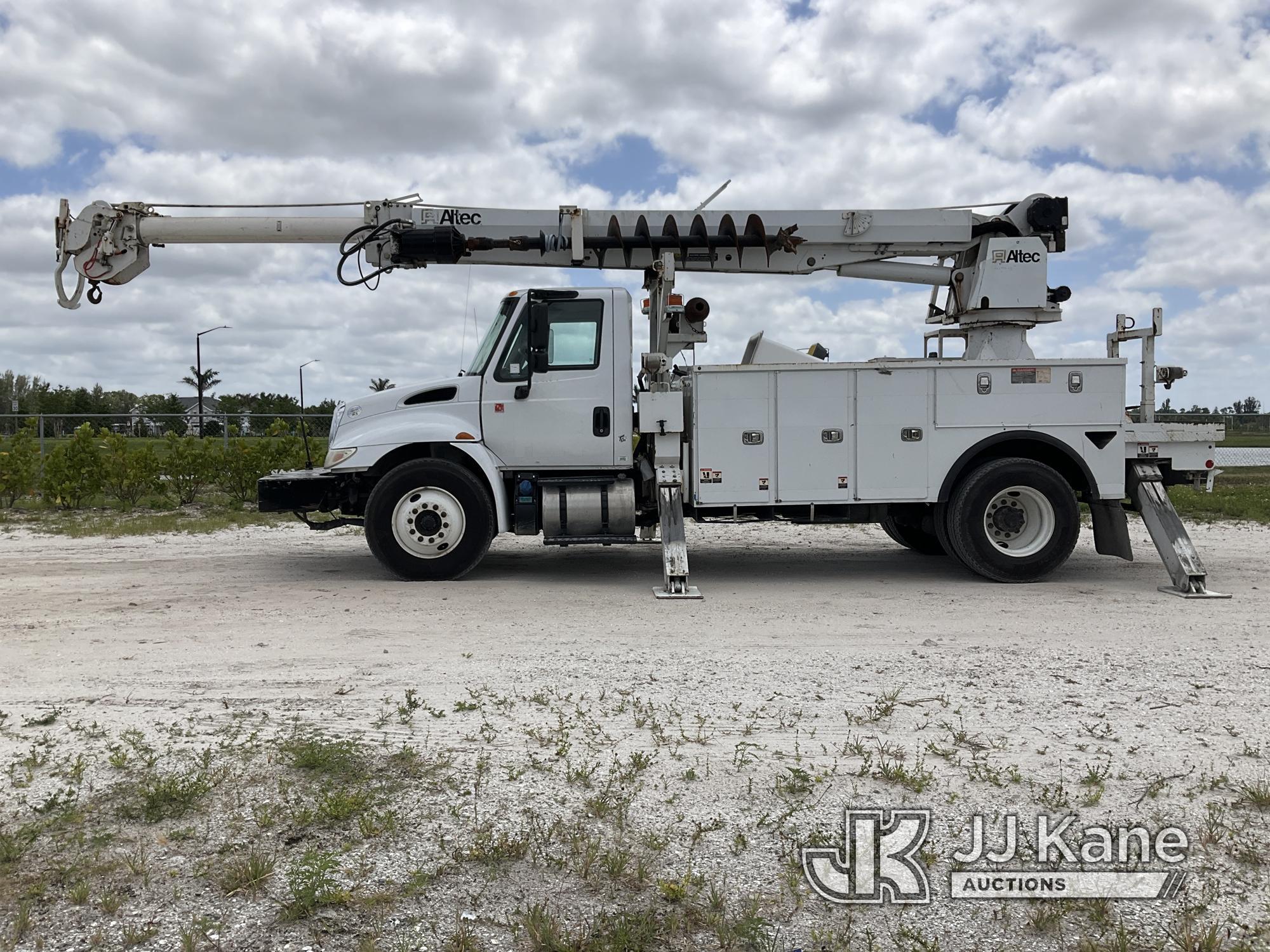 (Westlake, FL) Altec DM47B-TR, Digger Derrick rear mounted on 2017 International 4300 Utility Truck