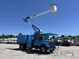 (Chester, VA) Terex XT55, Over-Center Bucket Truck mounted behind cab on 2012 Ford F750 Chipper Dump