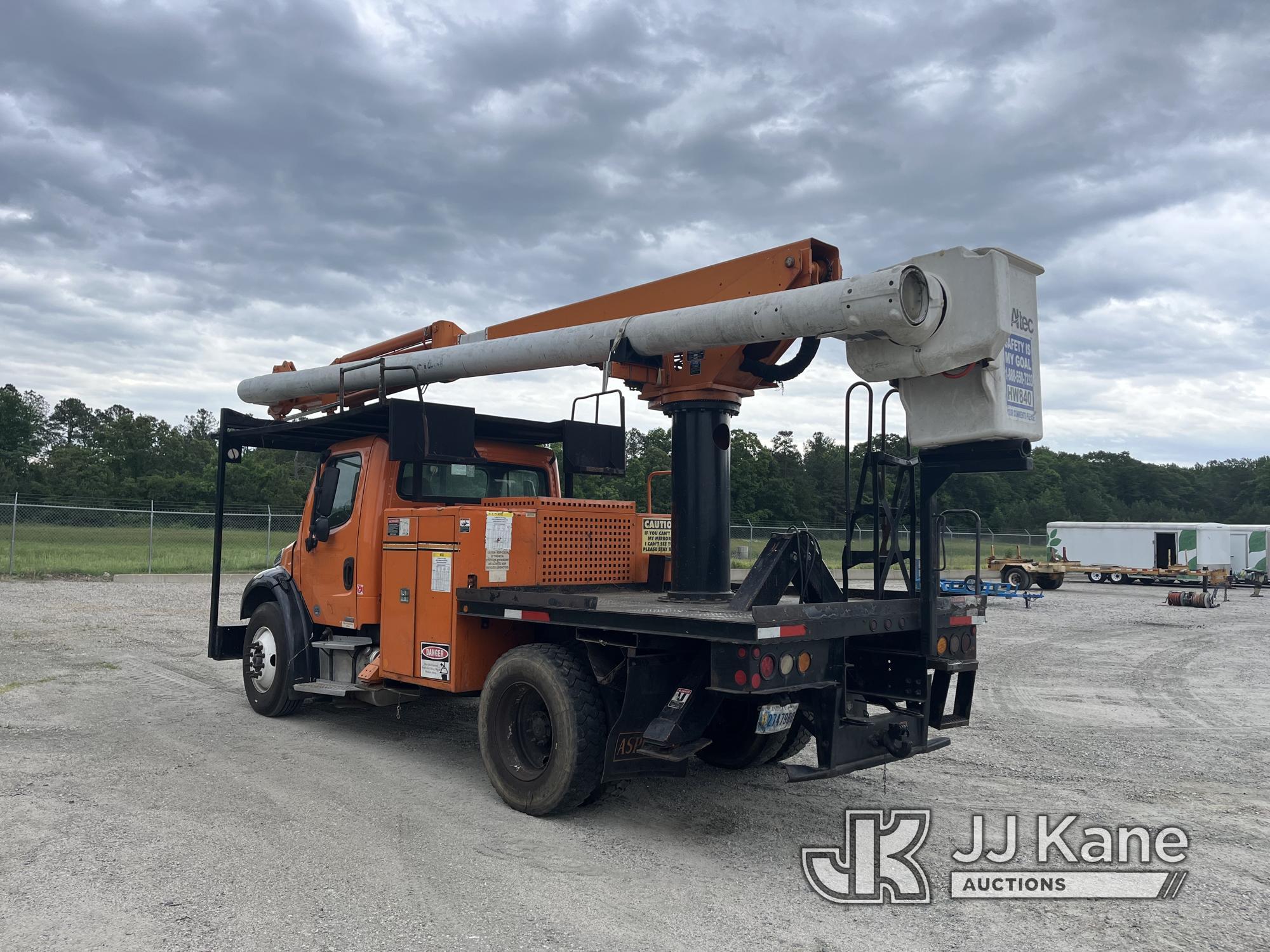 (Chester, VA) Altec LRV-57, Over-Center Bucket Truck rear mounted on 2011 Freightliner M2 106 Flatbe