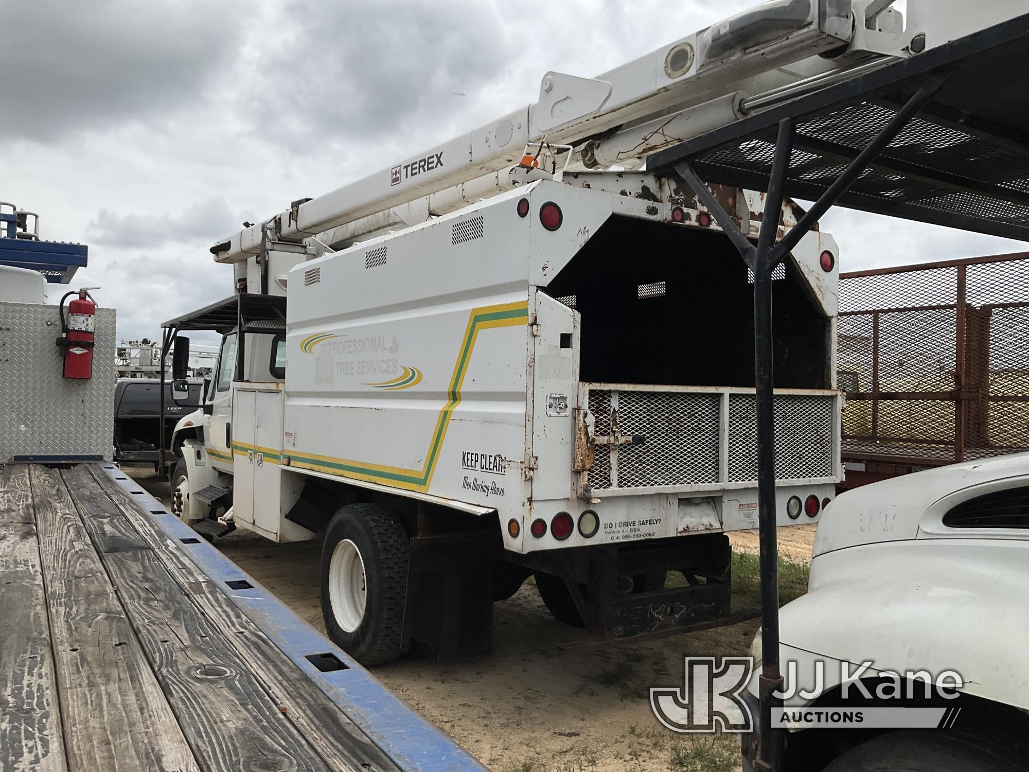 (Houston, TX) Terex XT55, Over-Center Bucket Truck mounted behind cab on 2008 International 4300 Chi