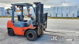 (Riviera Beach, FL) Toyota 7FDU25 Pneumatic Tired Forklift, Loading Assistance Available Runs, Moves