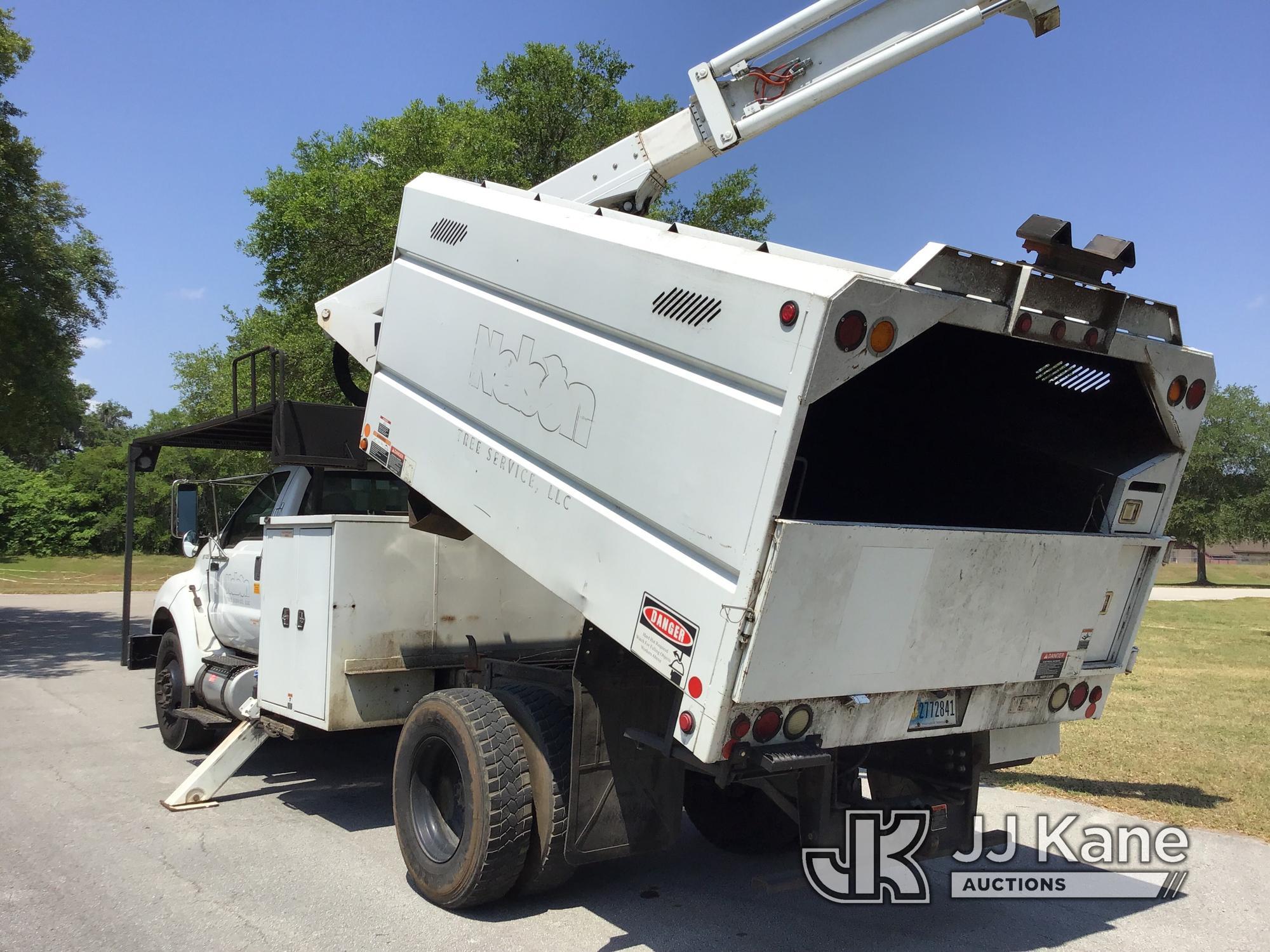 (Ocala, FL) Altec LR756, Over-Center Bucket Truck mounted behind cab on 2013 Ford F750 Chipper Dump