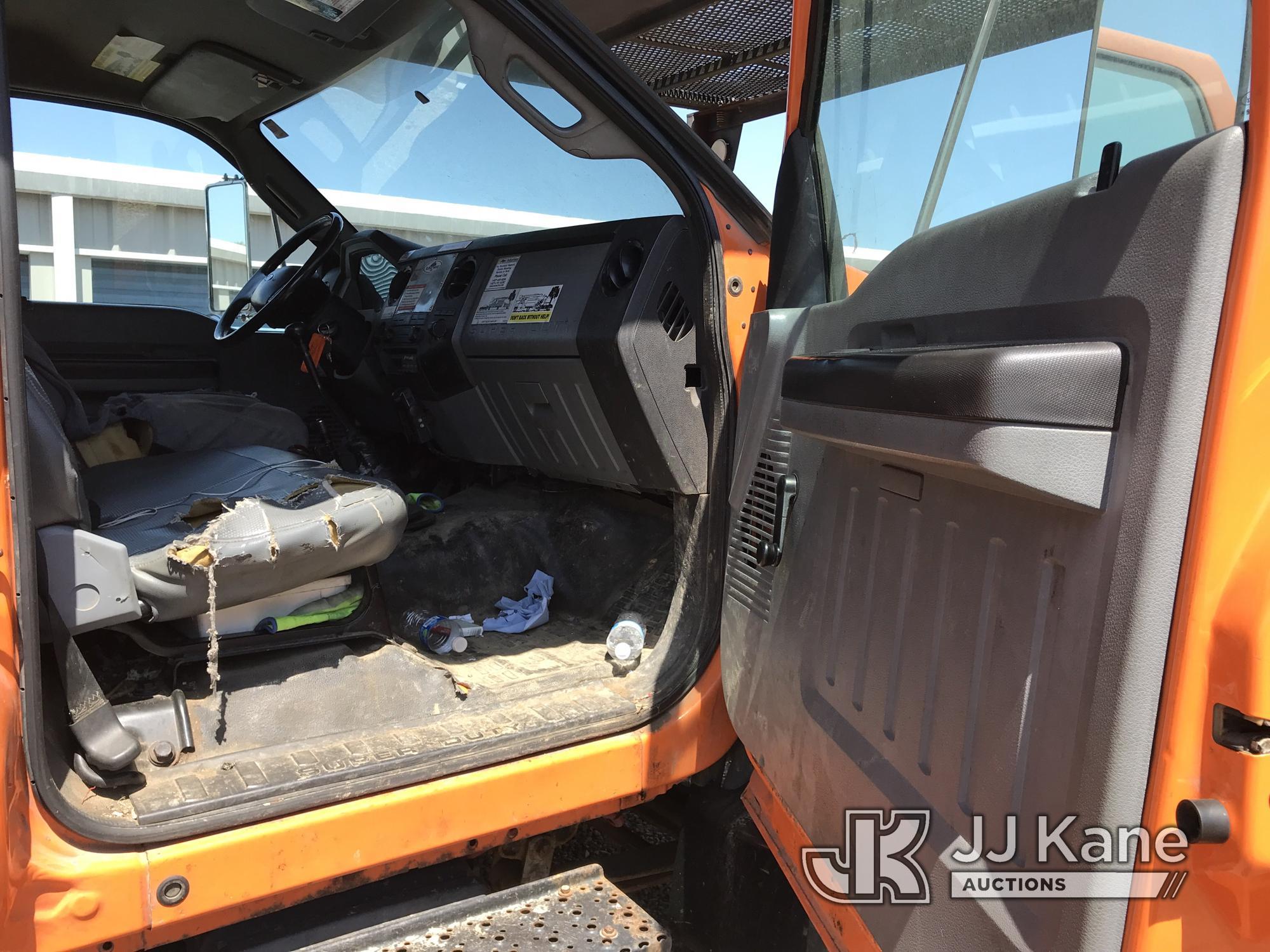 (Kodak, TN) Altec LR756, Over-Center Bucket Truck mounted behind cab on 2013 Ford F750 Chipper Dump