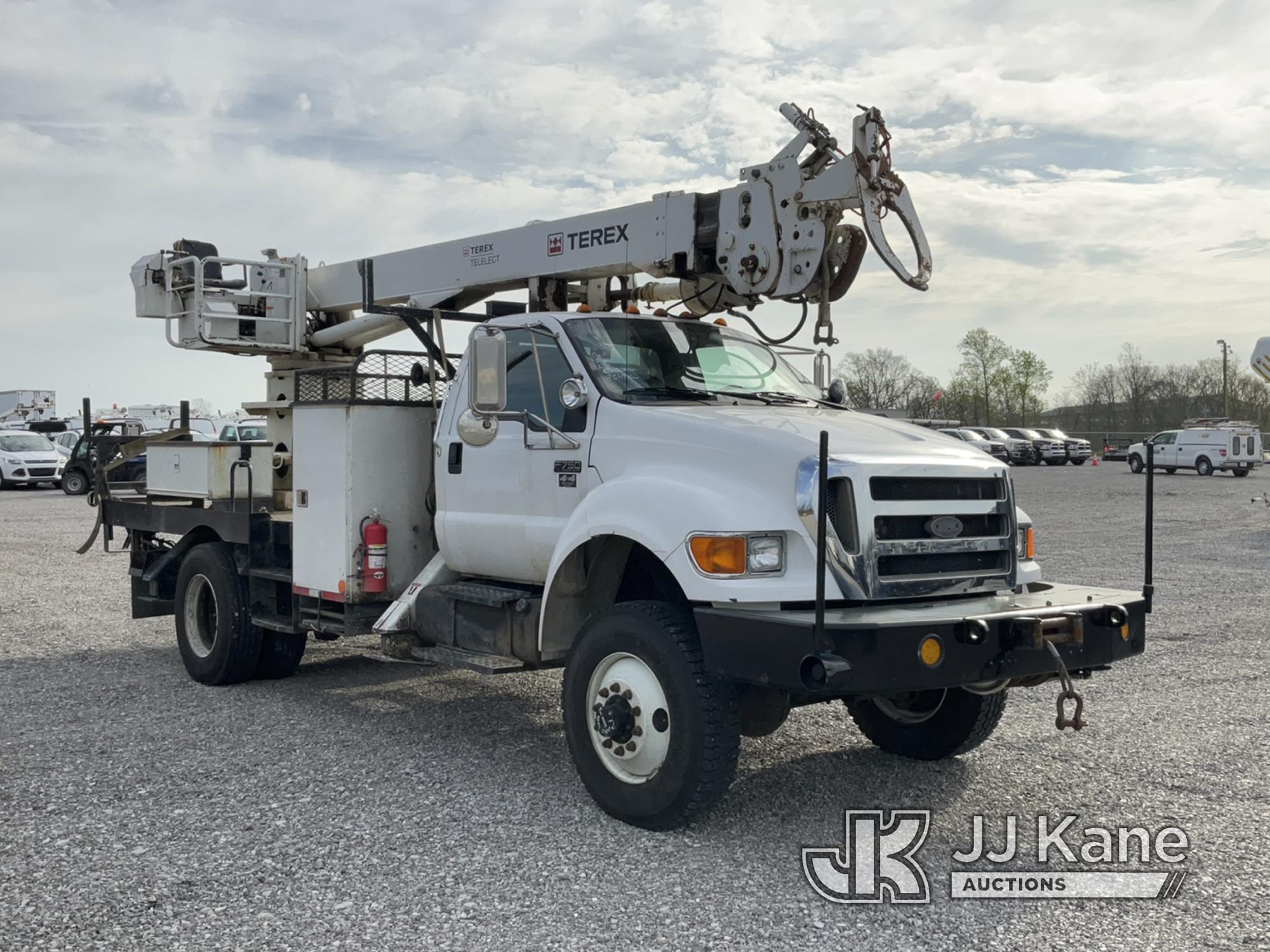 (Verona, KY) Telelect Commander C4045, Digger Derrick rear mounted on 2007 Ford F750 4x4 Flatbed/Uti