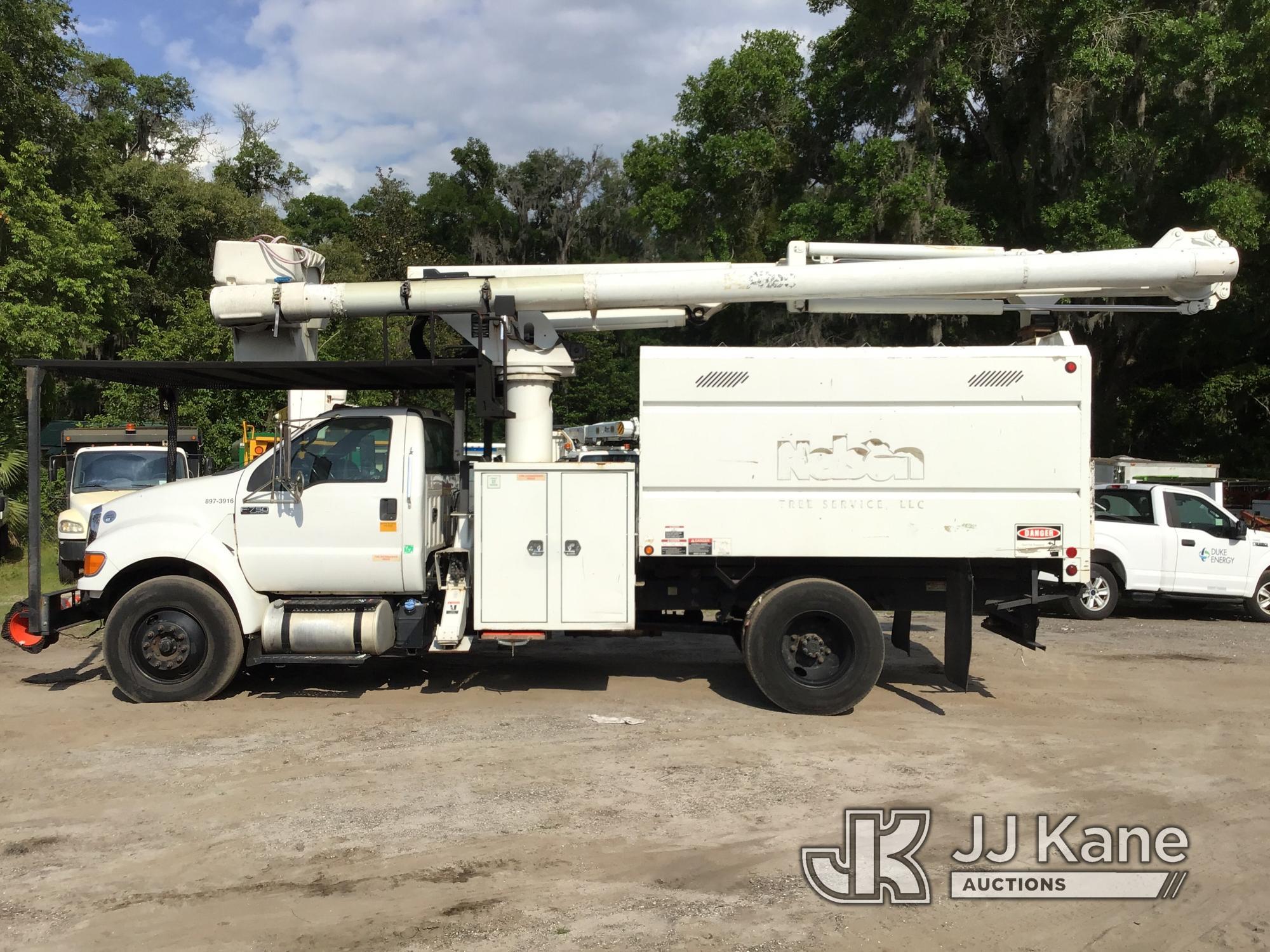 (Ocala, FL) Altec LR756, Over-Center Bucket Truck mounted behind cab on 2013 Ford F750 Chipper Dump