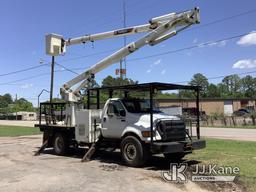 (Graysville, AL) Terex XT60RM, Over-Center Bucket Truck rear mounted on 2015 Ford F750 Flatbed Truck