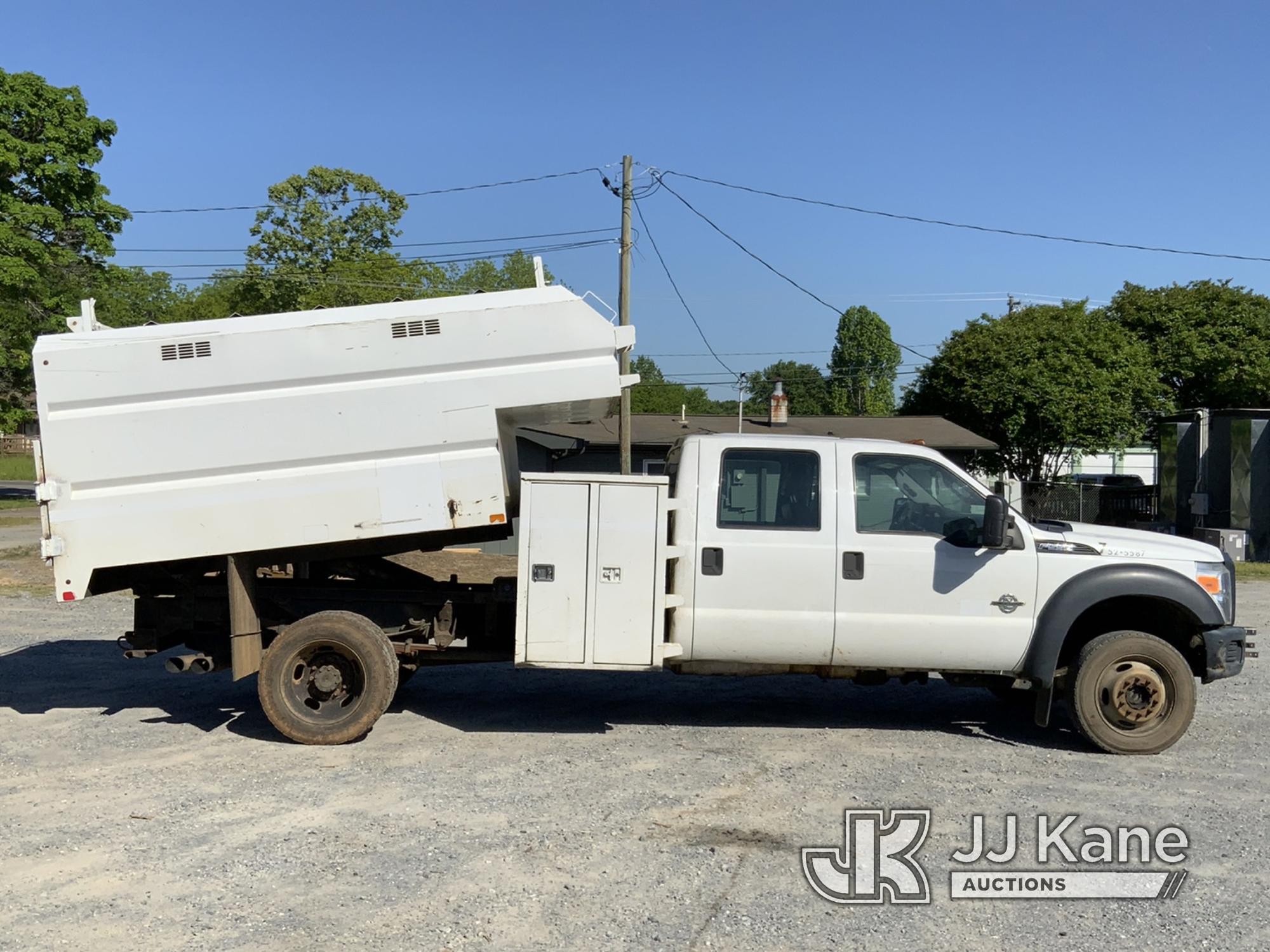 (Shelby, NC) 2015 Ford F550 4x4 Crew-Cab Chipper Dump Truck Runs, Moves & Dump Bed Operates) (Check