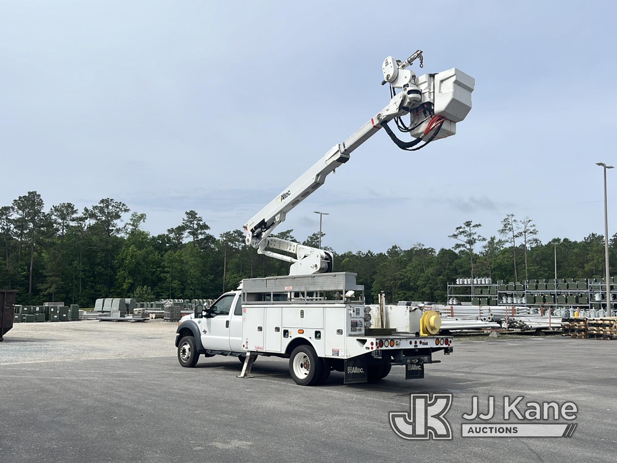 (Supply, NC) Altec AT40M, Articulating & Telescopic Material Handling Bucket Truck mounted behind ca