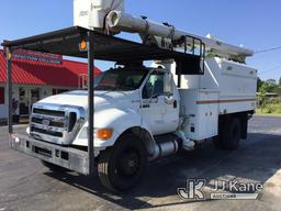 (Ocala, FL) Altec LR756, Over-Center Bucket Truck mounted behind cab on 2013 Ford F750 Chipper Dump