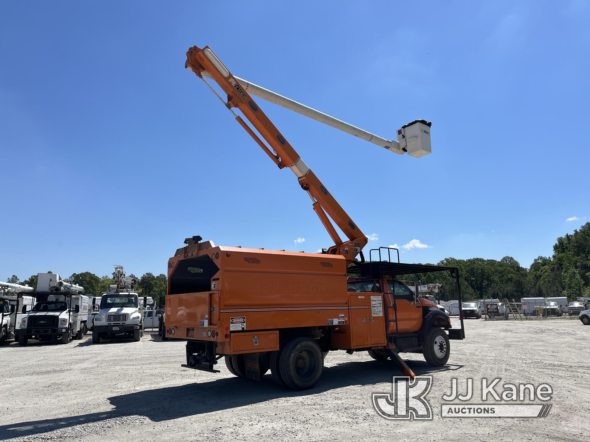 (Chester, VA) Altec LR756, Over-Center Bucket Truck mounted behind cab on 2015 Ford F750 Chipper Dum