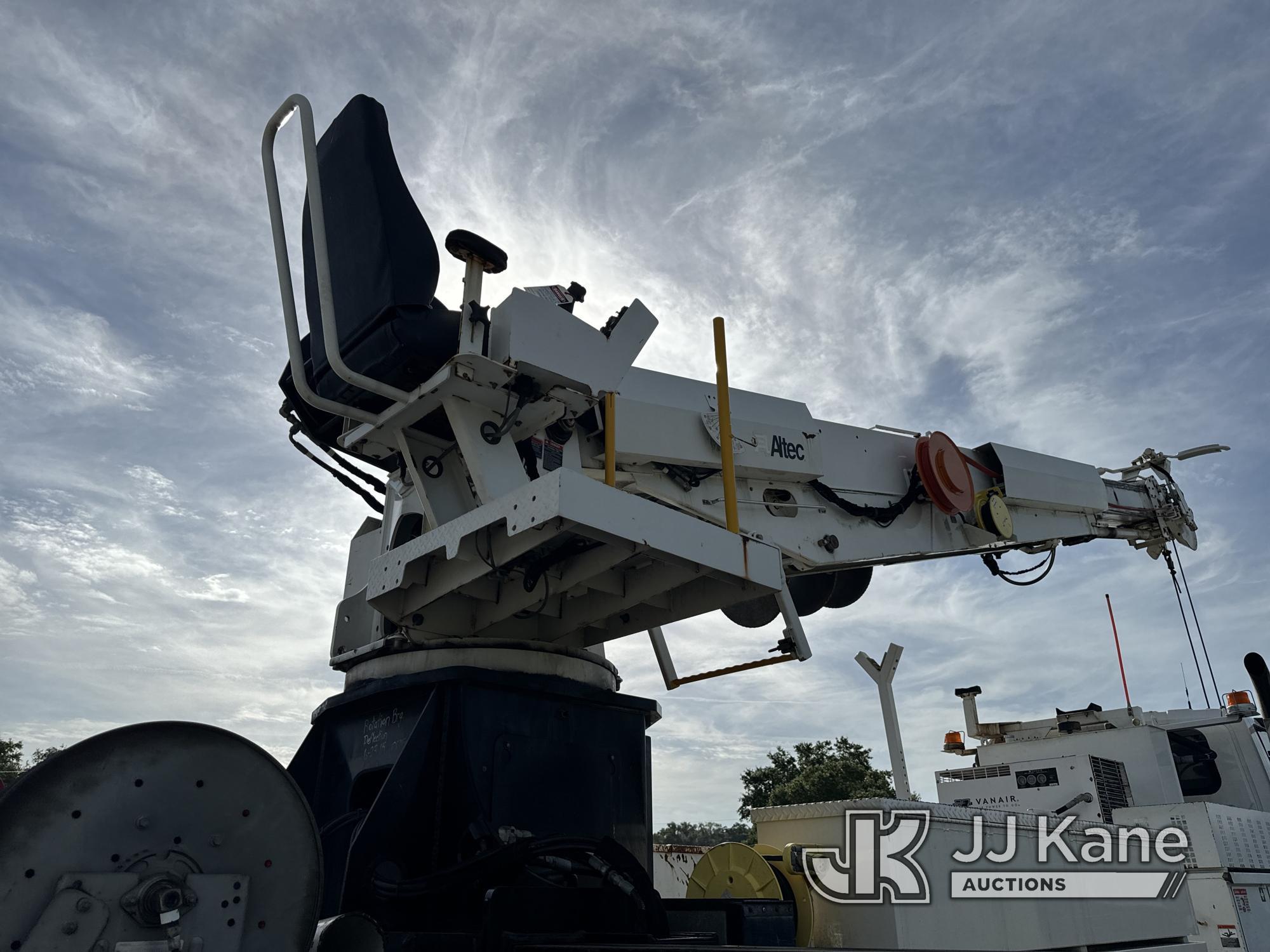 (Ocala, FL) Altec DT80, Digger Derrick rear mounted on 2014 International 7600 6x6 Flatbed/Utility T