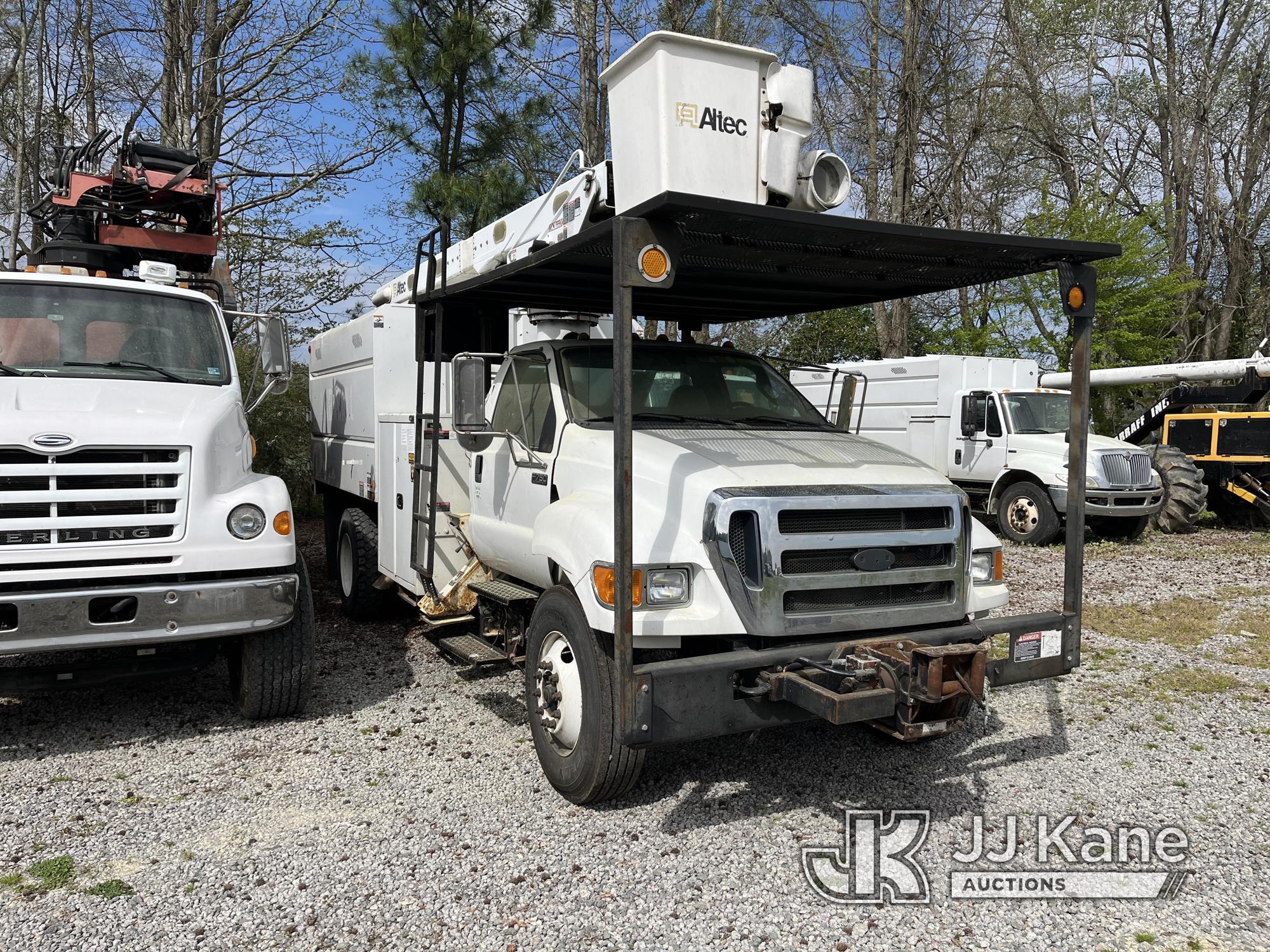 (Wakefield, VA) Altec LR756, Over-Center Bucket Truck mounted behind cab on 2015 Ford F750 Chipper D