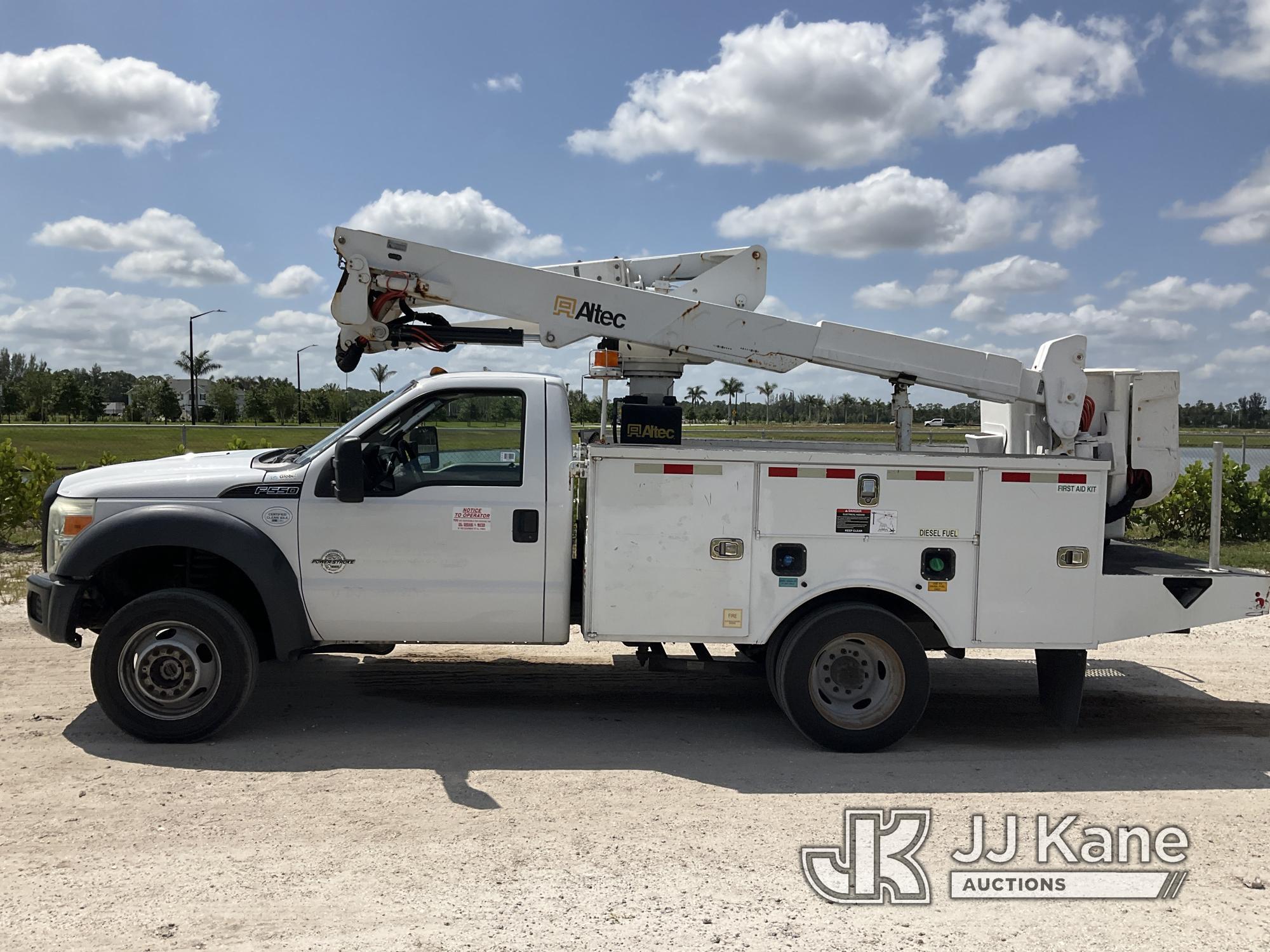 (Westlake, FL) Altec AT37G, Bucket Truck mounted behind cab on 2015 Ford F550 4x4 Flatbed/Utility Tr