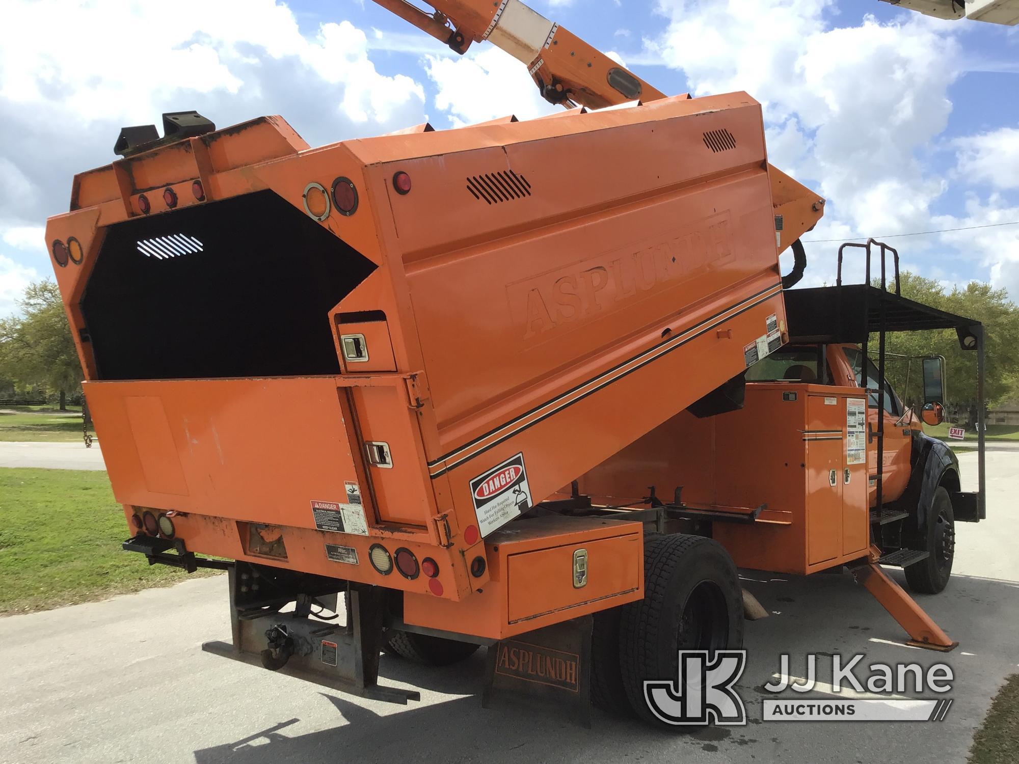 (Ocala, FL) Altec LR756, Over-Center Bucket Truck mounted behind cab on 2013 Ford F750 Chipper Dump