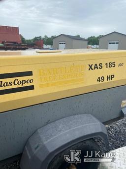 (Marshall, VA) 2014 Atlas XAS185 Portable Air Compressor, trailer mtd No Title) (Runs & Operates) (L