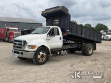 2006 Ford F650 Dump Truck Runs, Moves & Dump Operates) (Jump To Start, Stop Engine Light On, ABS Lig