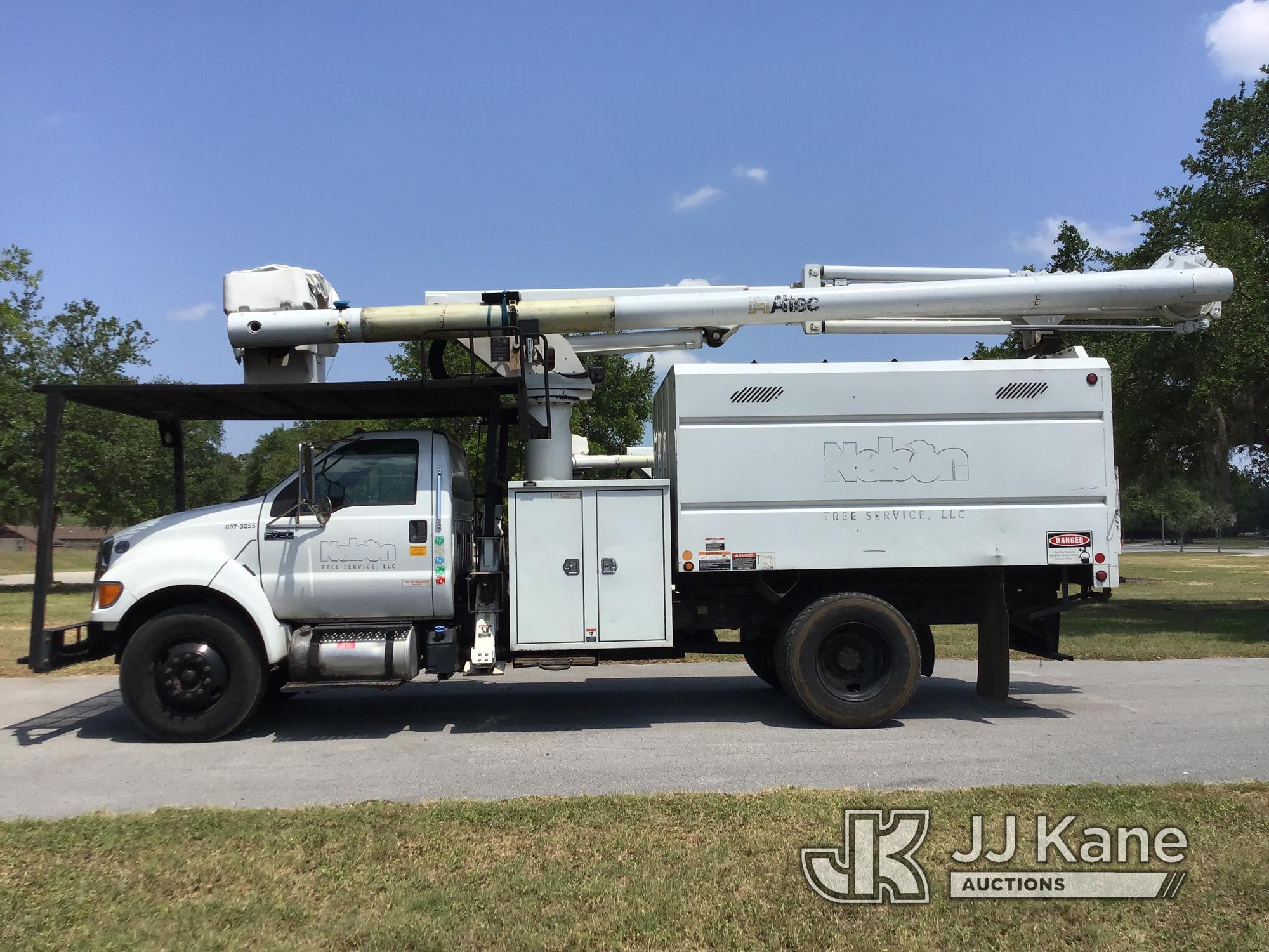 (Ocala, FL) Altec LR756, Over-Center Bucket Truck mounted behind cab on 2013 Ford F750 Chipper Dump