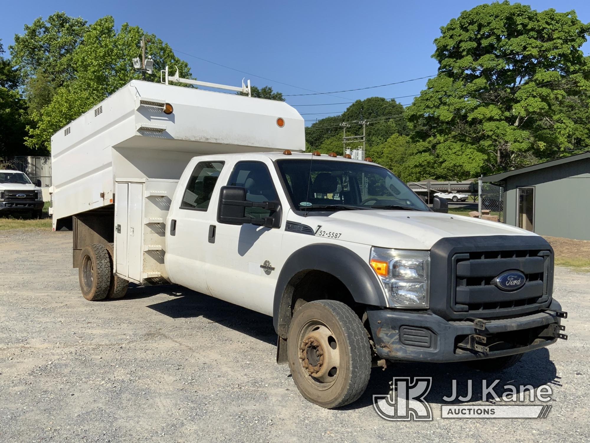 (Shelby, NC) 2015 Ford F550 4x4 Crew-Cab Chipper Dump Truck Runs, Moves & Dump Bed Operates) (Check