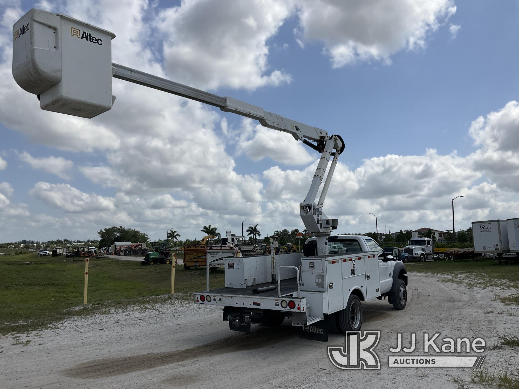 (Westlake, FL) Altec AT37G, Bucket Truck mounted behind cab on 2015 Ford F550 4x4 Flatbed/Utility Tr