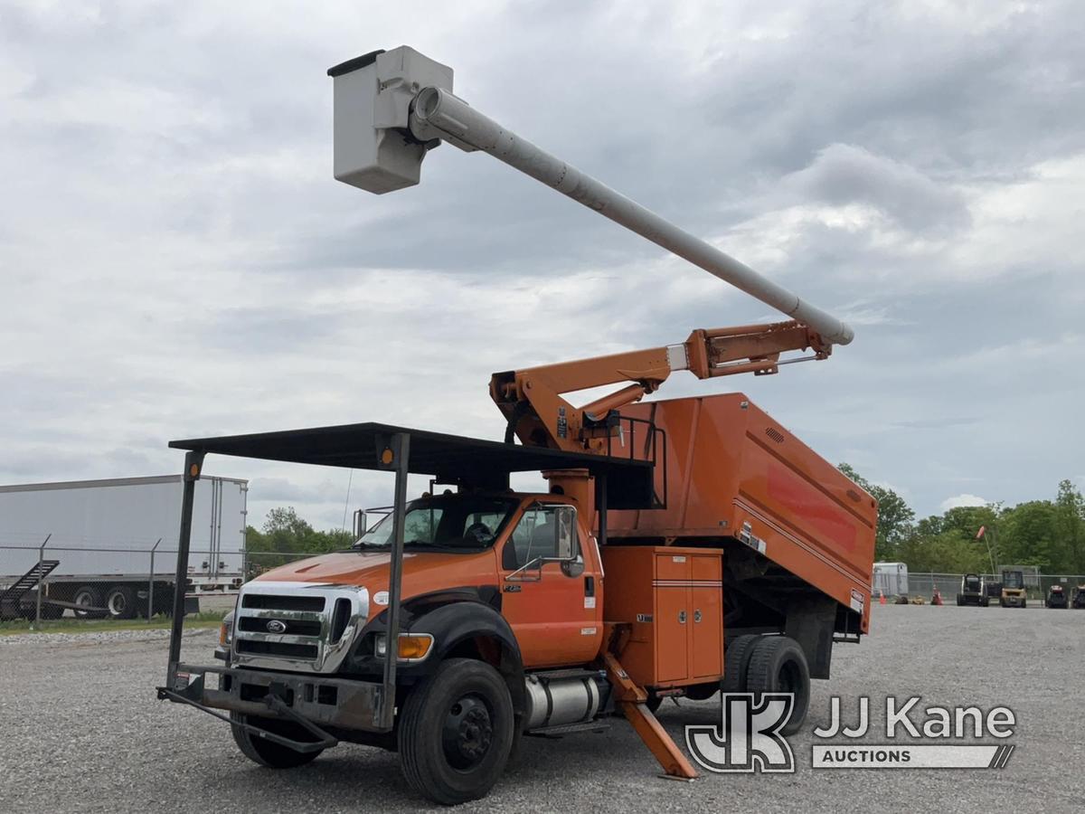 (Verona, KY) Altec LR756, Over-Center Bucket Truck mounted behind cab on 2013 Ford F750 Chipper Dump