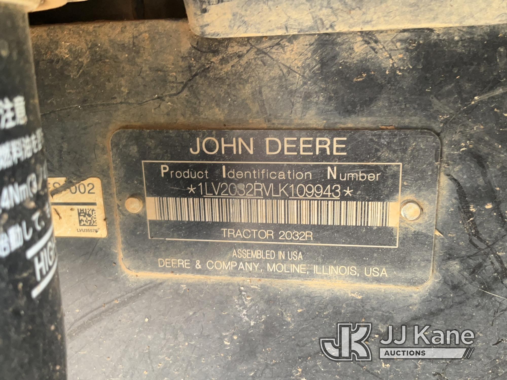 (Charlotte, NC) 2020 John Deere 2032R MFWD Mini Tractor Loader Backhoe Runs, Moves & Operates