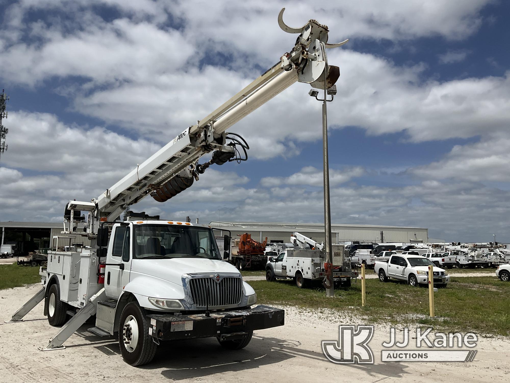 (Westlake, FL) Altec DM47B-TR, Digger Derrick rear mounted on 2017 International 4300 Utility Truck