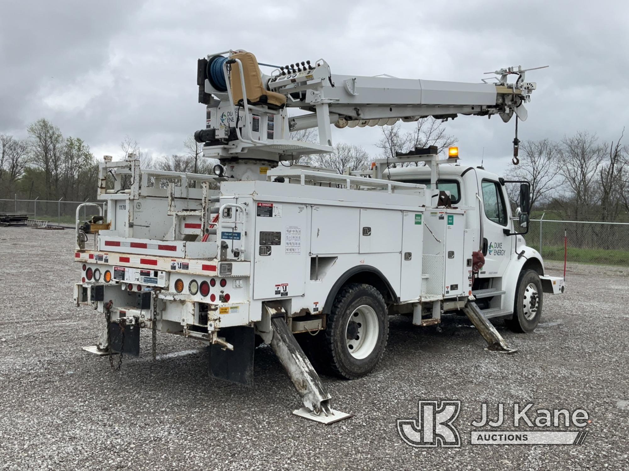 (Verona, KY) Altec DM47TR, Digger Derrick rear mounted on 2010 Freightliner M2 106 Utility Truck Run