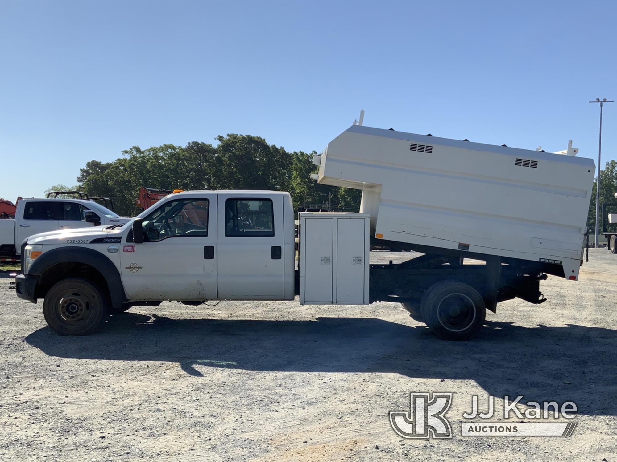 (Shelby, NC) 2015 Ford F550 4x4 Crew-Cab Chipper Dump Truck Runs, Moves & Dump Bed Operates) (Check