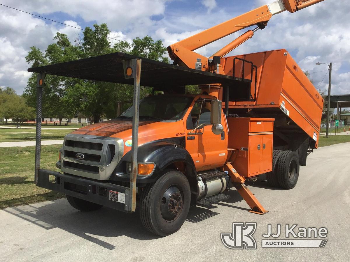 (Ocala, FL) Altec LR756, Over-Center Bucket Truck mounted behind cab on 2013 Ford F750 Chipper Dump