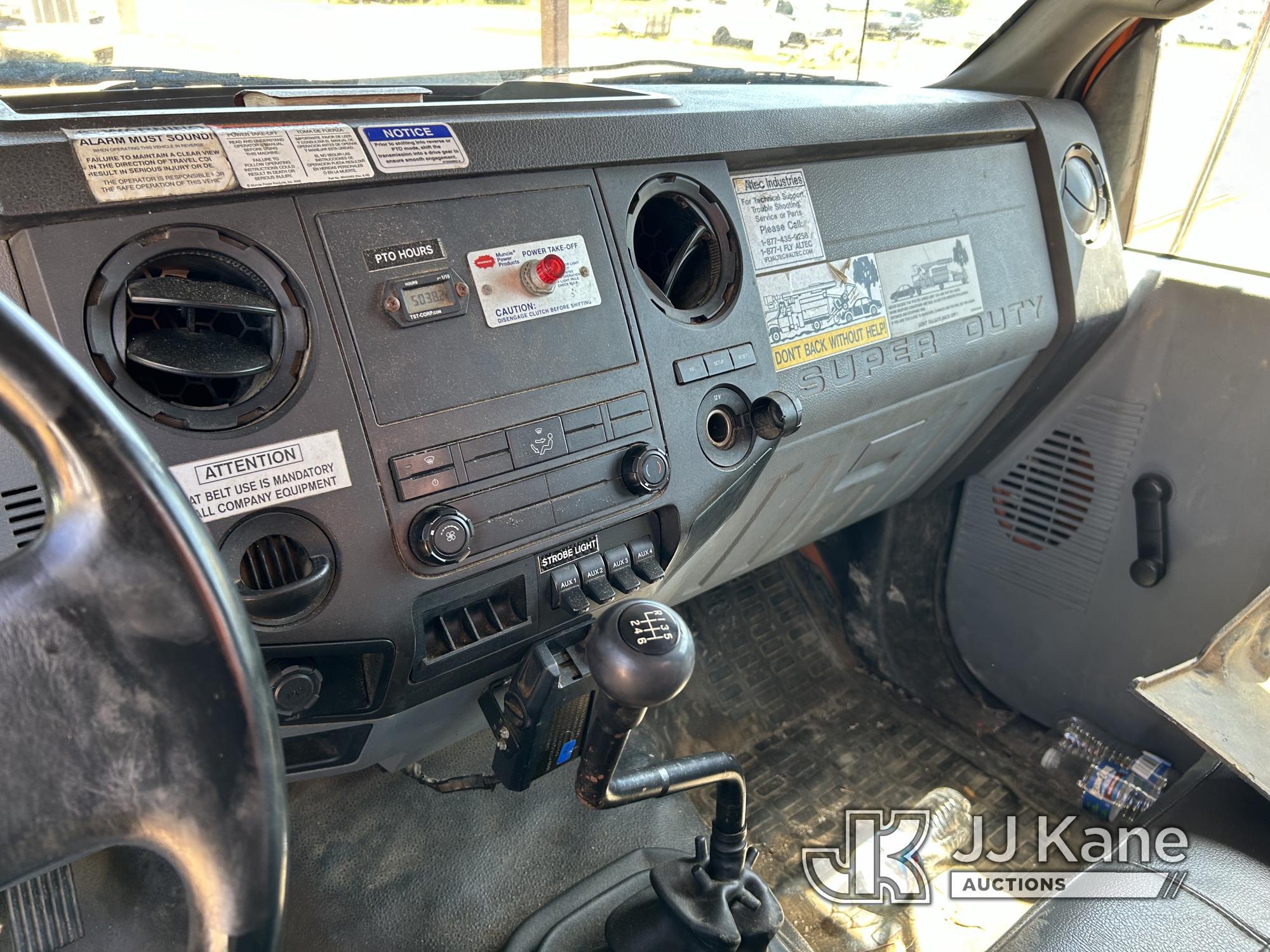 (Byram, MS) Altec LR756, Over-Center Bucket Truck mounted behind cab on 2013 Ford F750 Chipper Dump