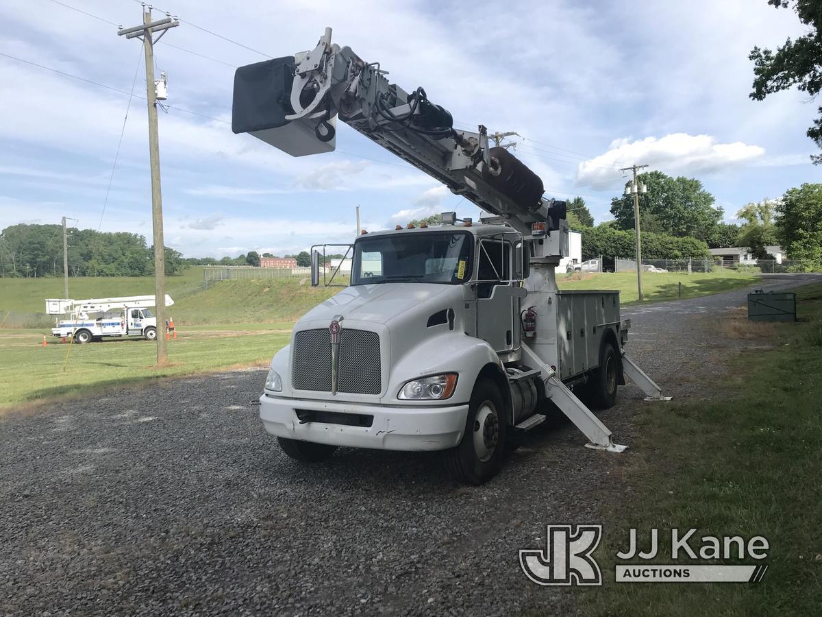 (Mount Airy, NC) Altec DM47B-TR, Digger Derrick rear mounted on 2015 Kenworth T300 Utility Truck Run