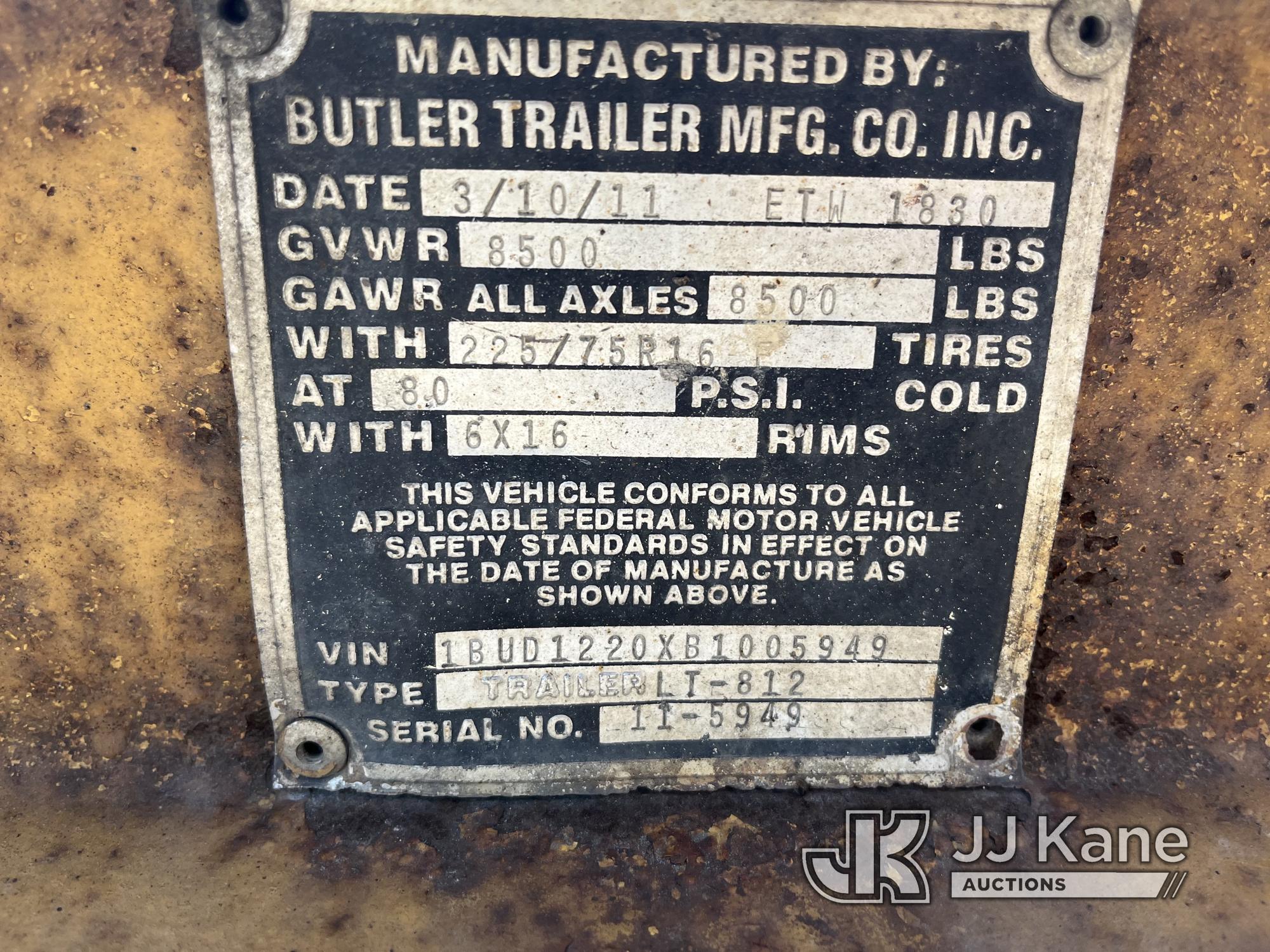 (Chester, VA) 2011 Butler LT812 T/A Tilt Deck Tagalong Equipment Trailer