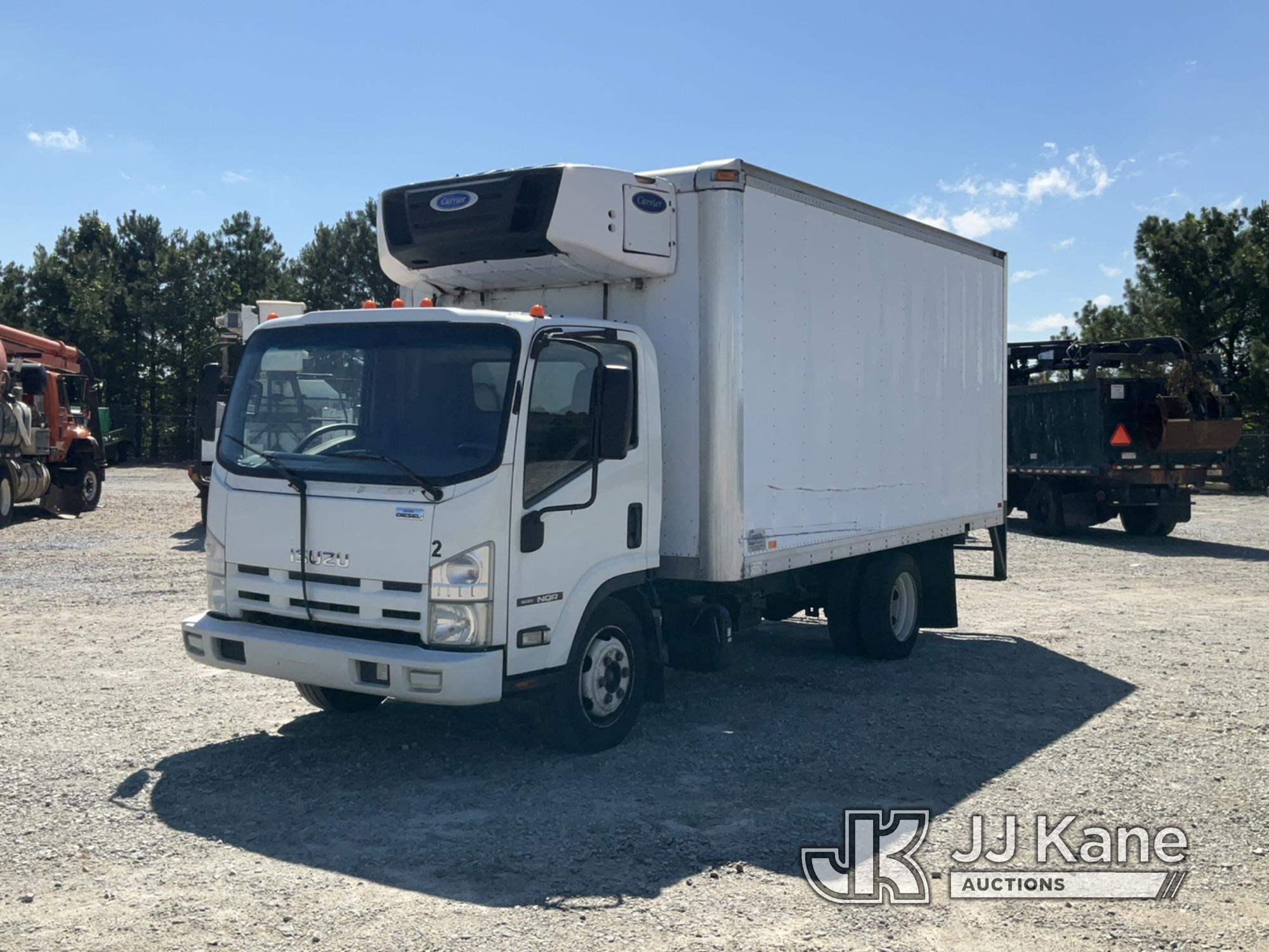 (Villa Rica, GA) 2015 Isuzu NQR Refrigerated Van Body Truck Runs & Moves) (Jump To Start, Check Engi