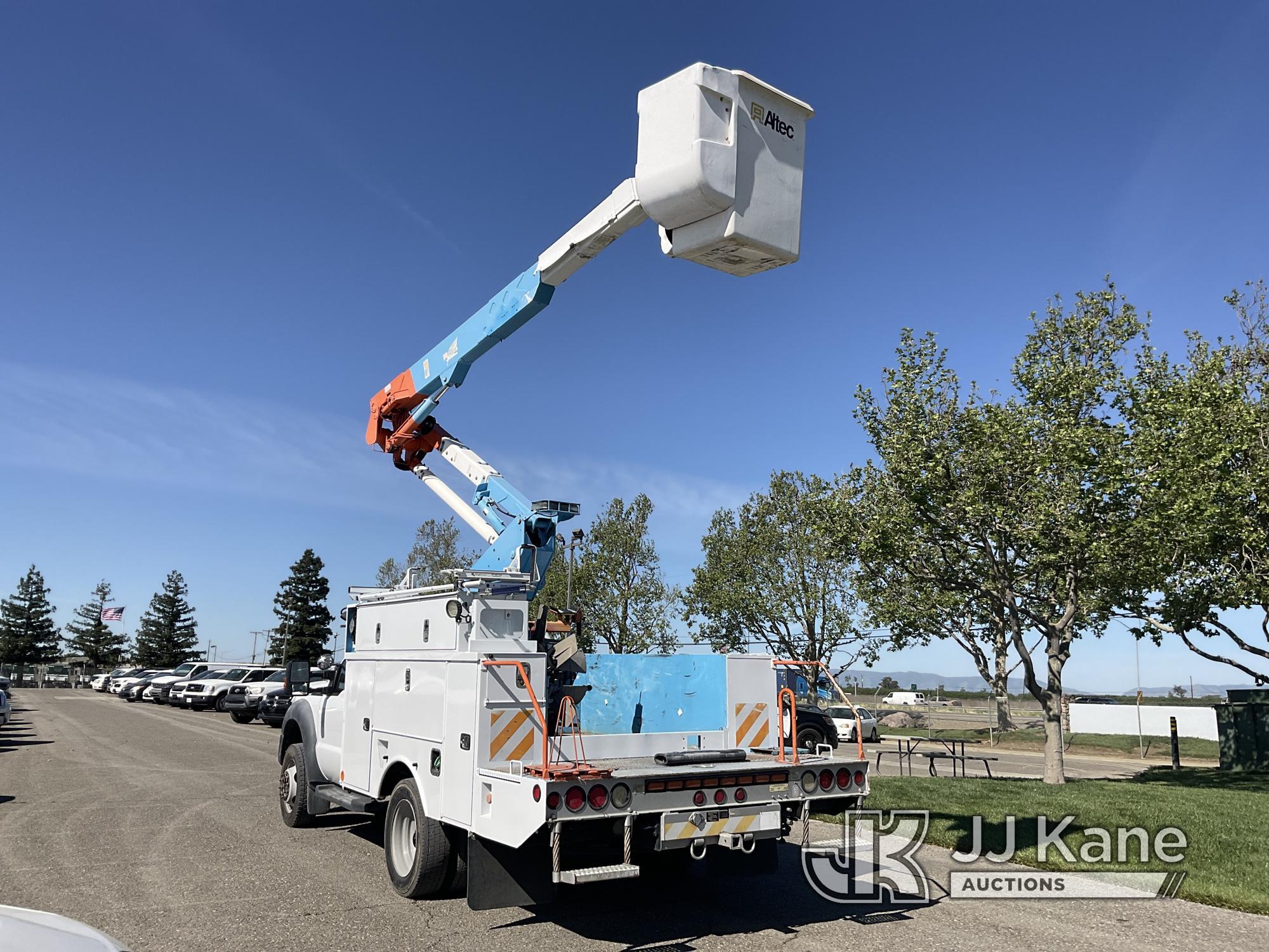 (Dixon, CA) Altec AT37-G, Articulating & Telescopic Bucket Truck mounted behind cab on 2011 Ford F55