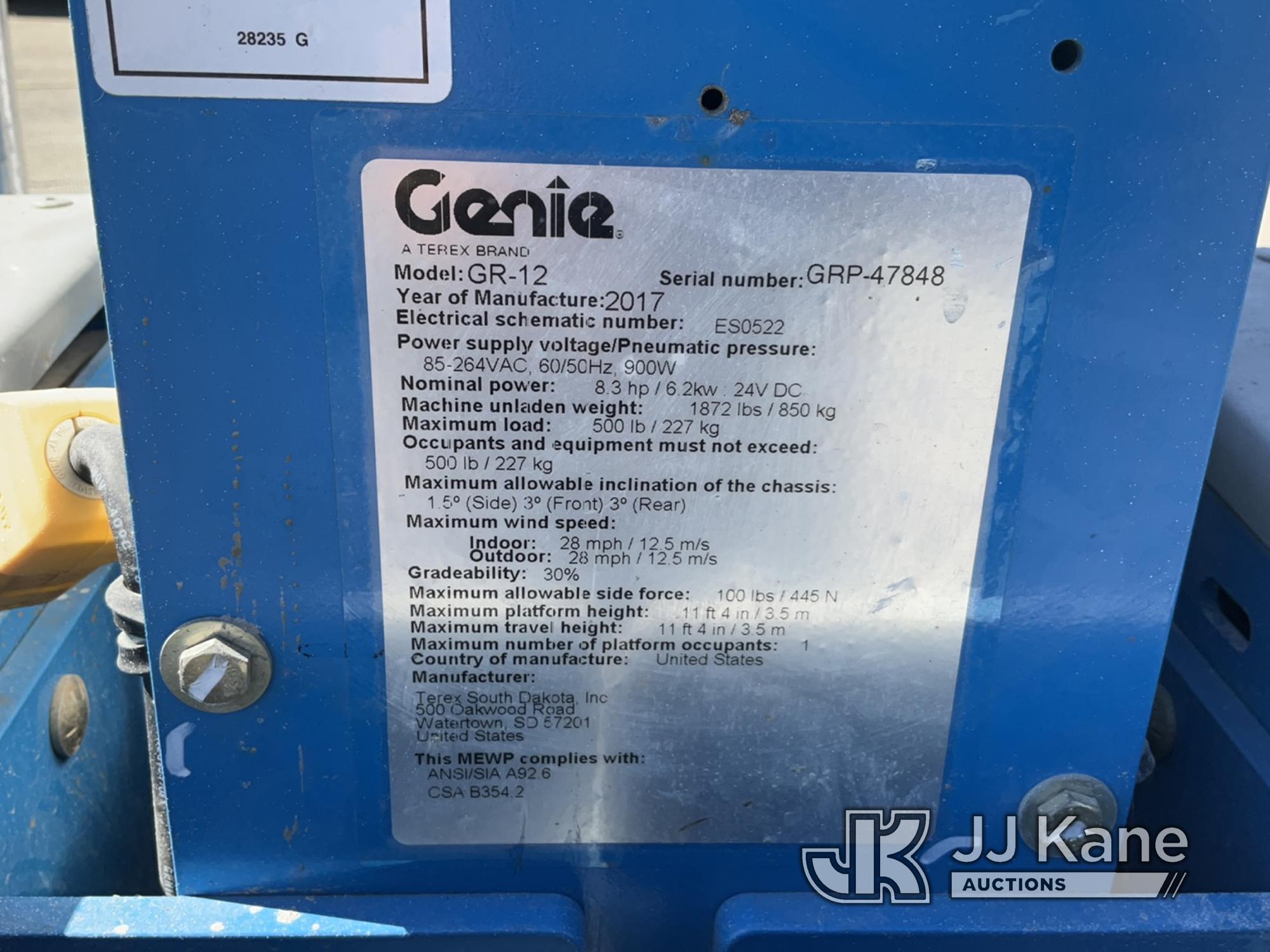 (Dixon, CA) 2017 Genie GR-12 Genie Mast Lift 12Ft Operates.