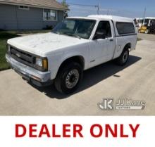 1992 Chevrolet S10 4x4 Pickup Truck Runs & Moves)( Paint Damage, Body Damage