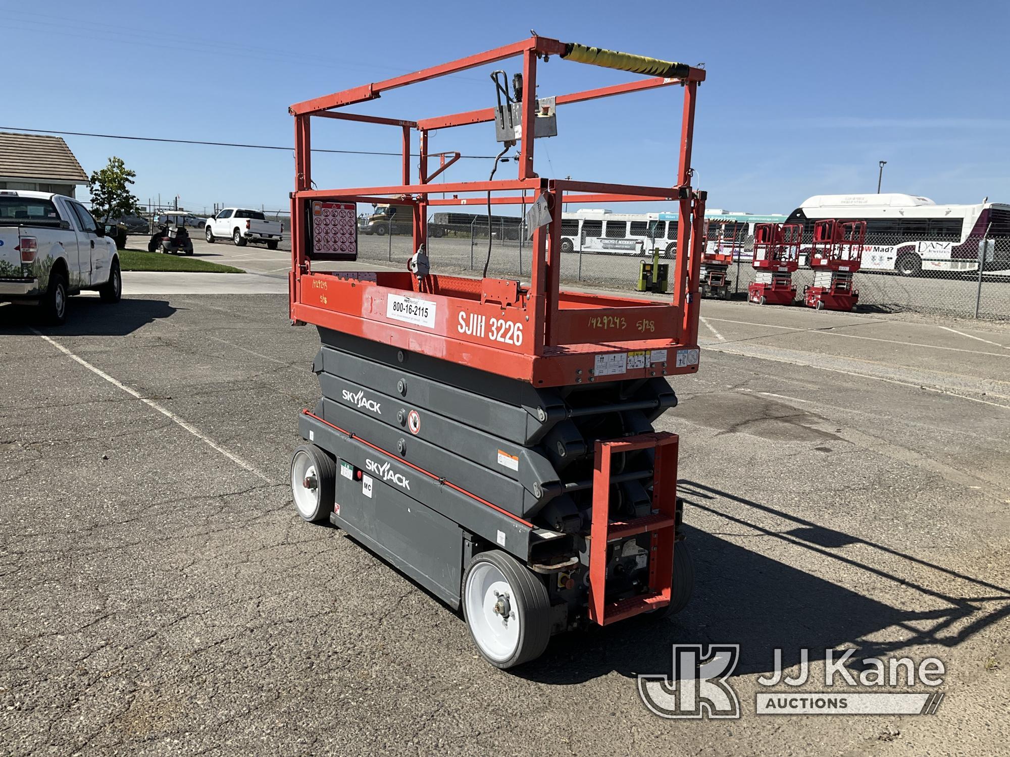 (Dixon, CA) Skyjack Scissor Lift 26ft 32in Electric. (Operates.) NOTE: This unit is being sold AS IS