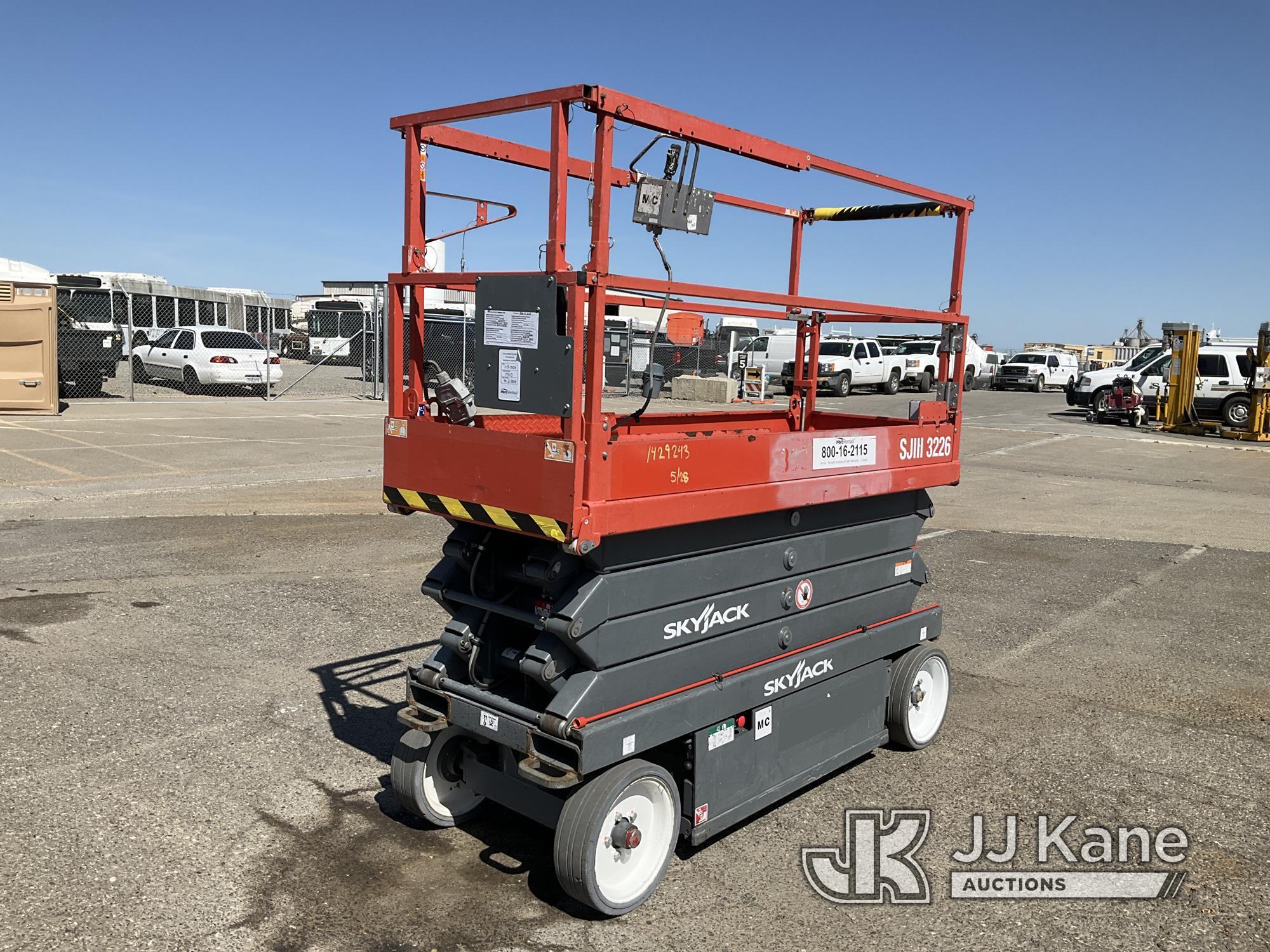 (Dixon, CA) Skyjack Scissor Lift 26ft 32in Electric. (Operates.) NOTE: This unit is being sold AS IS