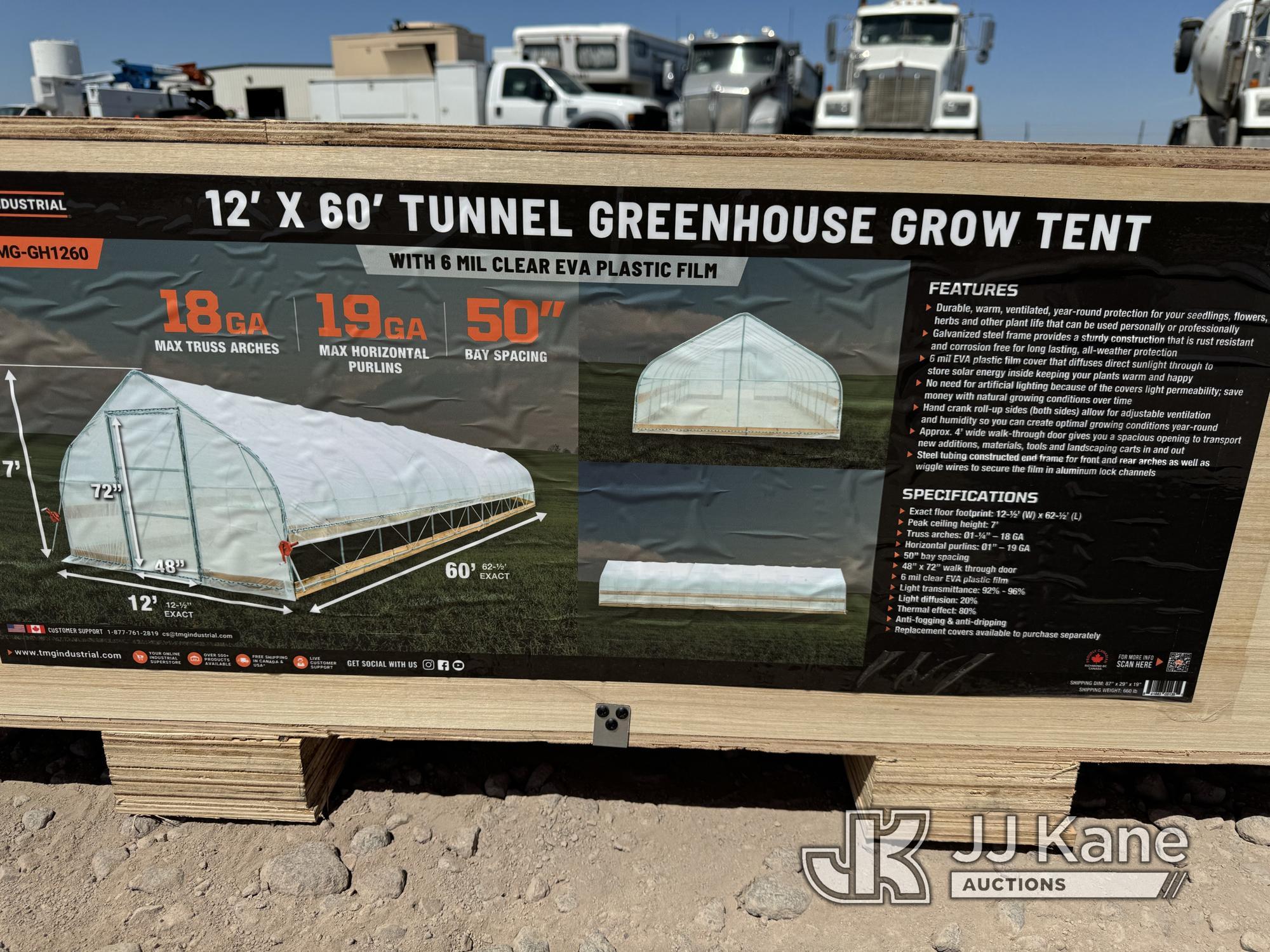 (Dixon, CA) 12ft x 60ft Tunnel Greenhouse (New) NOTE: This unit is being sold AS IS/WHERE IS via Tim